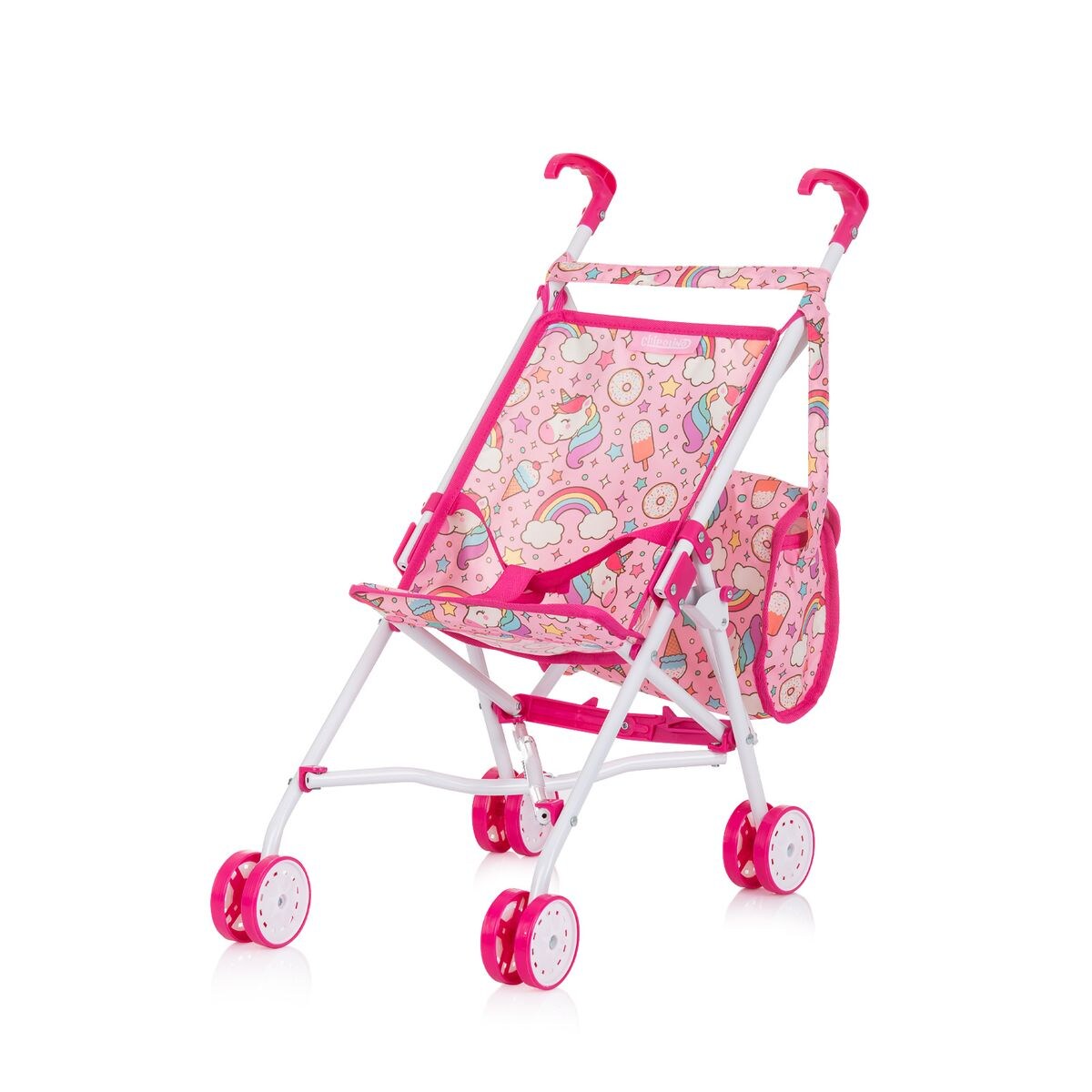 Chipolino Puppen-Zubehör-Set 3in1 Trixy Buggy Hochstuhl Tasche Laufstall faltbar pink