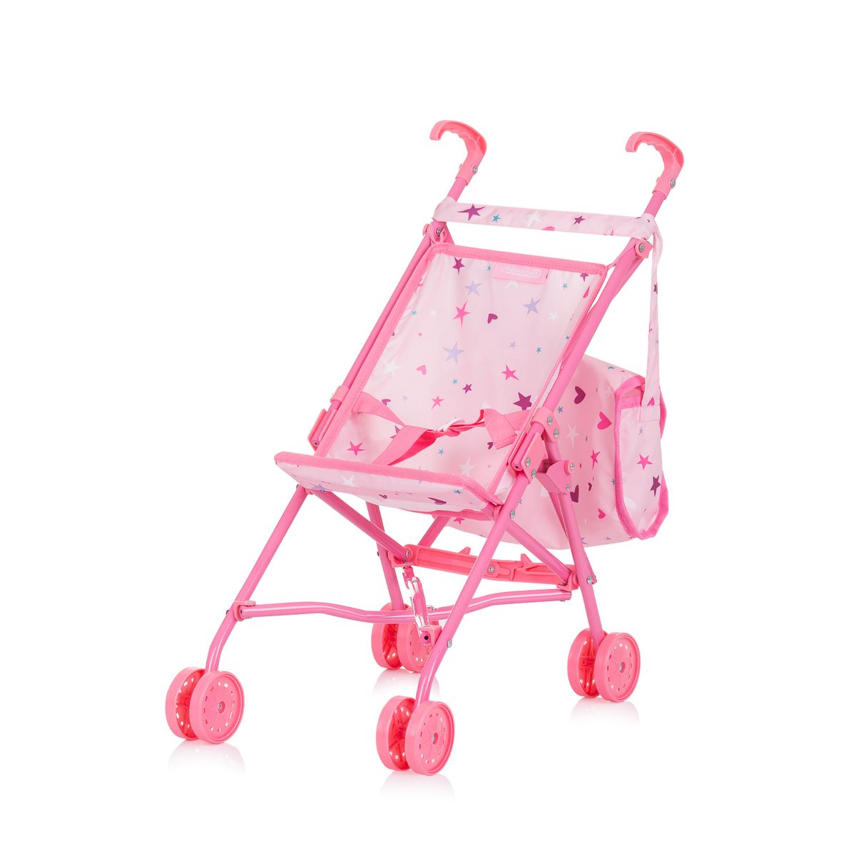 Chipolino Puppen-Zubeh&ouml;r-Set 3in1 Trixy Buggy Hochstuhl Tasche Laufstall faltbar rosa Sterne - Bild 1