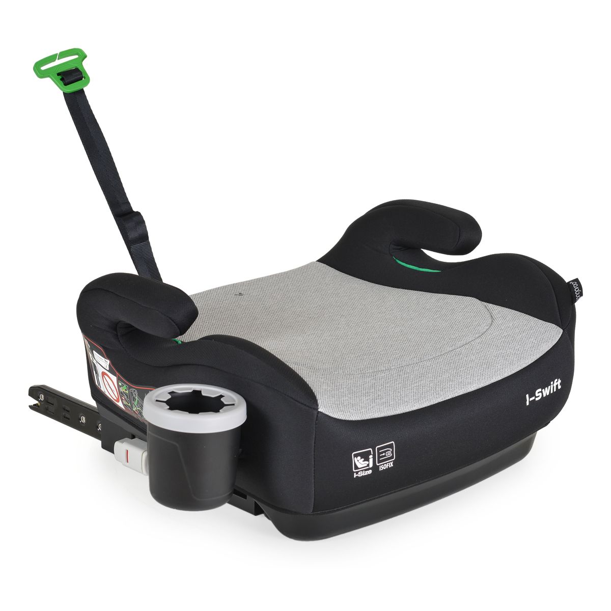 Cangaroo Kindersitz, Sitzerh&ouml;hung i-Swift, Isofix (125-150cm) Getr&auml;nkehalter grau - Bild 1