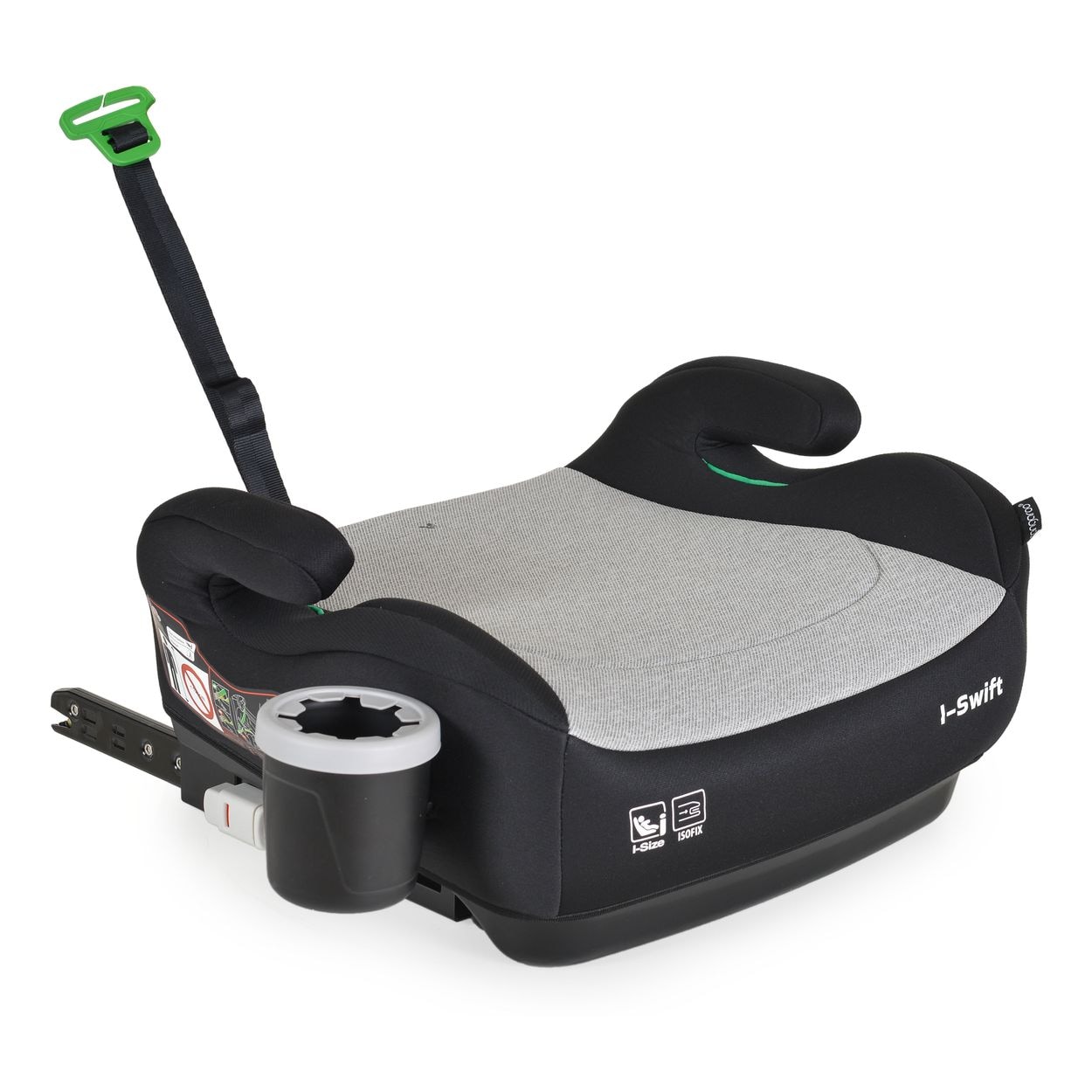 Cangaroo Kindersitz, Sitzerhöhung i-Swift, Isofix (125-150cm) Getränkehalter grau