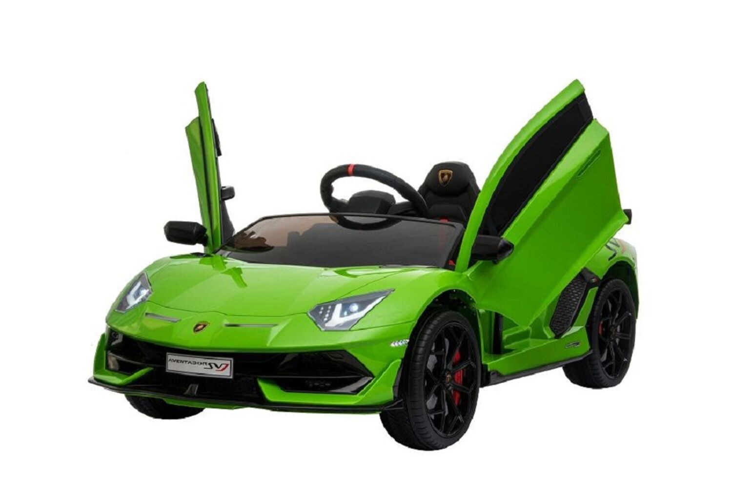 ES-Toys Kinder Elektroauto Lamborghini Aventador SVJ, Kunstledersitz, EVA-Reifen grün