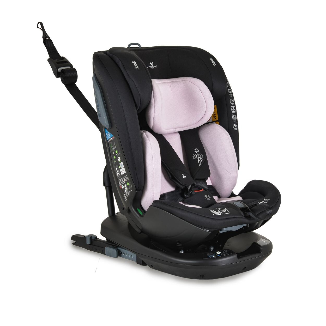 Cangaroo Kindersitz Gravity i-Size (40-150cm) Sitz drehbar, Kopfstütze, Isofix rosa