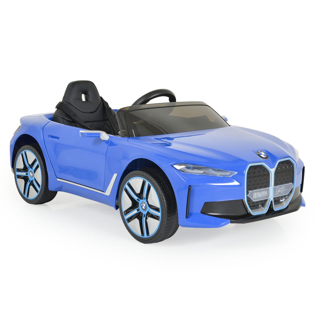 Moni Kinder Elektroauto BMW i4 MP3 EVA-Reifen Fernbedienung Lichter bis 30 kg blau - Bild 1