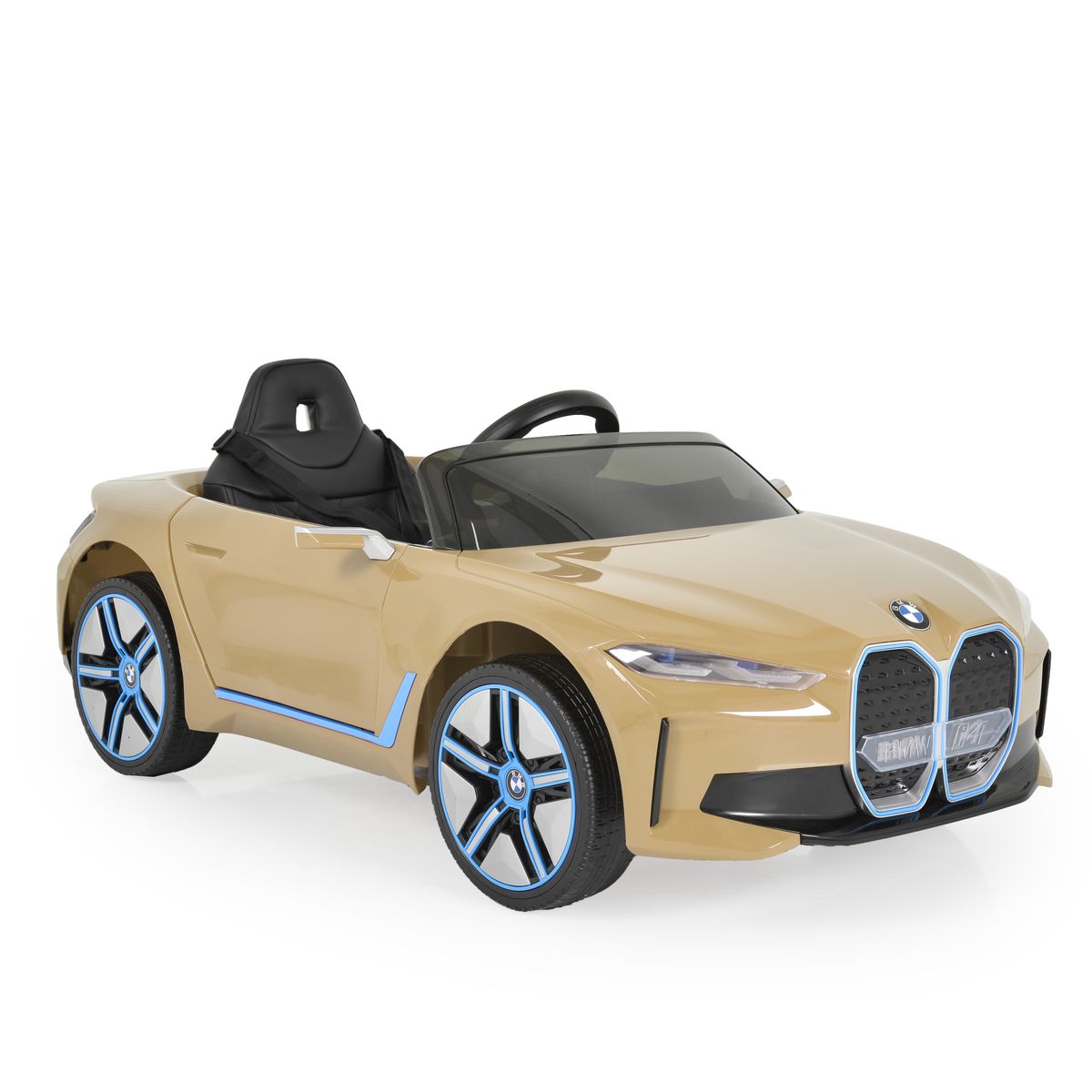 Moni Kinder Elektroauto BMW i4 MP3 EVA-Reifen Fernbedienung Lichter bis 30 kg gold - Bild 1