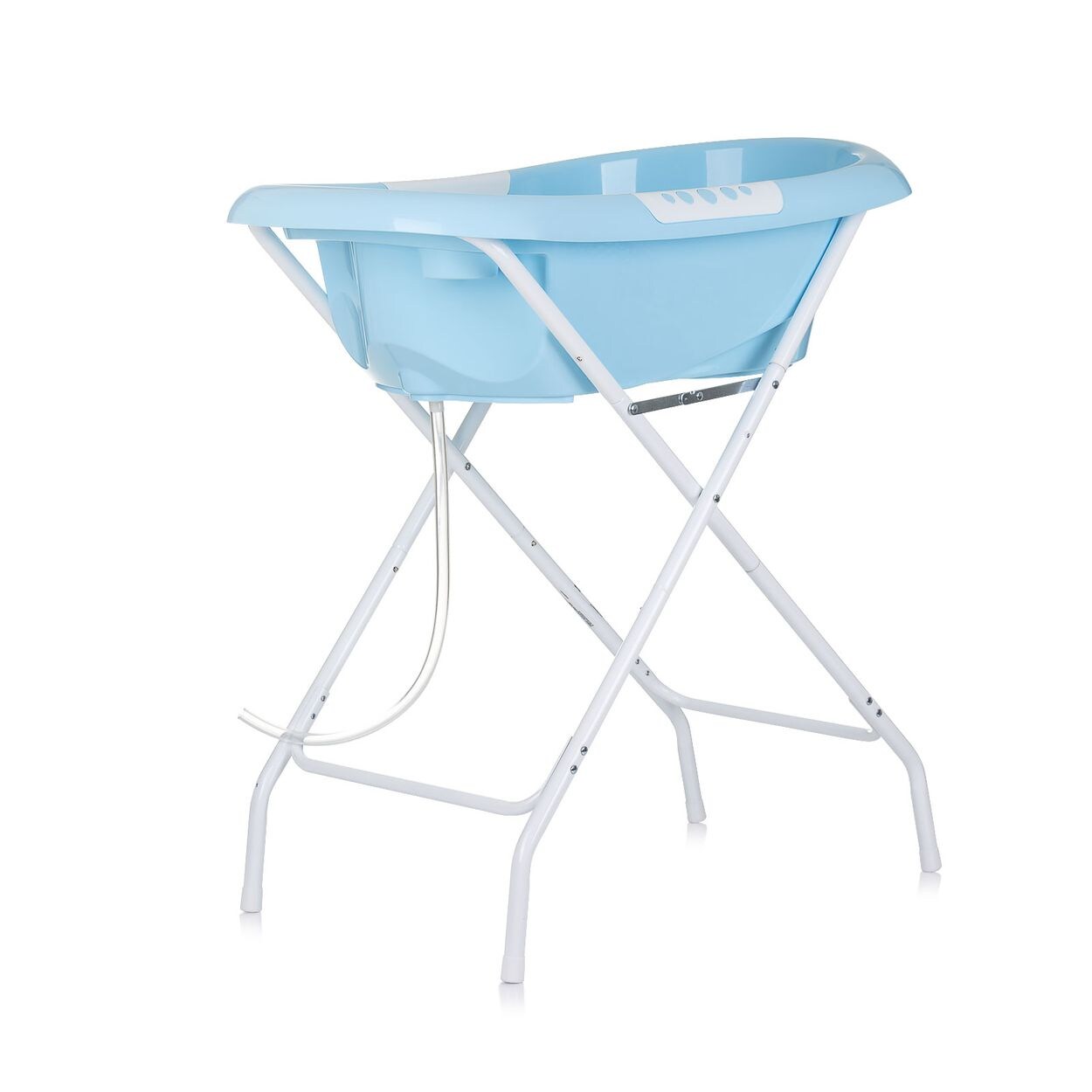 Chipolino Babybadewanne, Ständer Noemi klappbar, Ablauf, Ablagefächer, ab Geburt blau