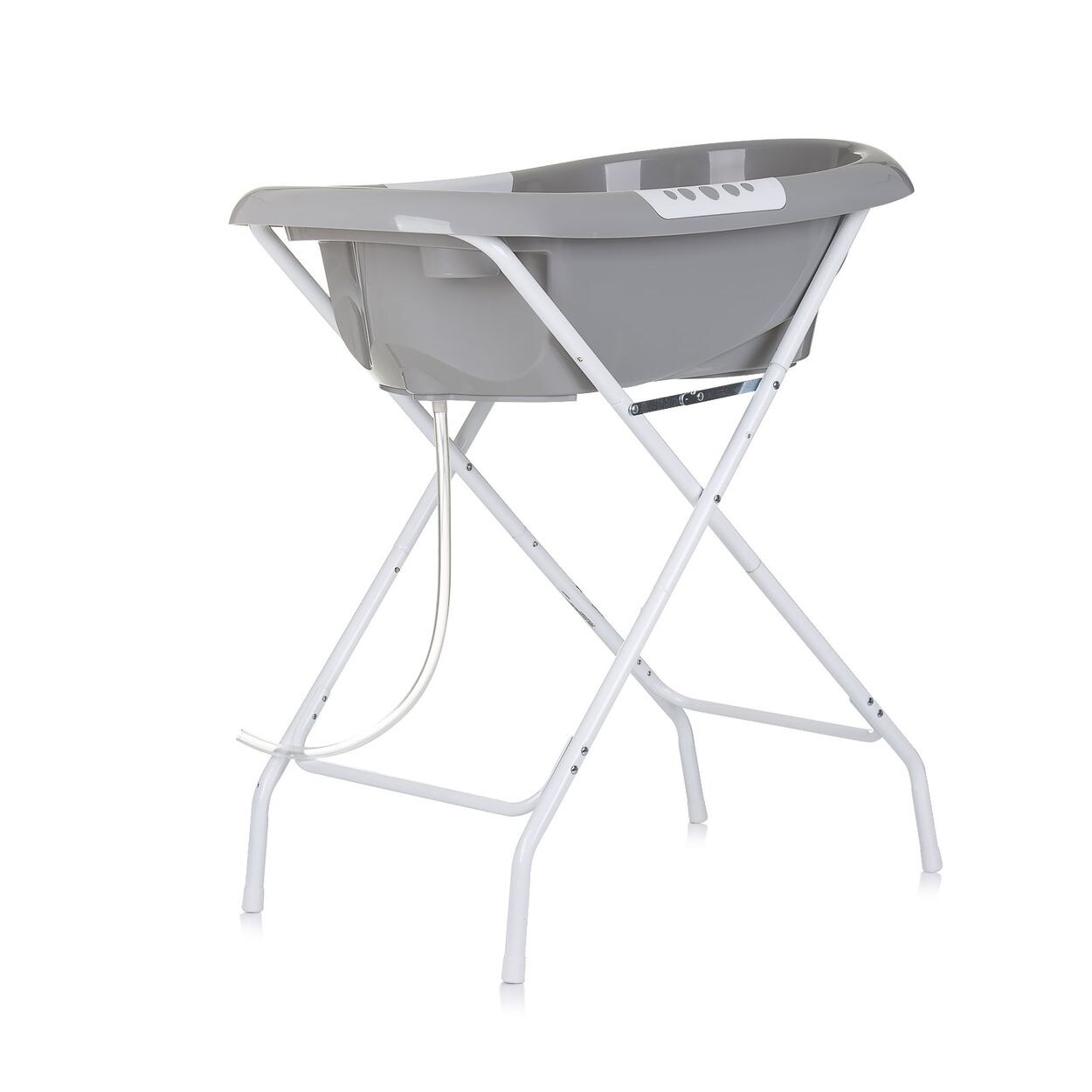 Chipolino Babybadewanne, Ständer Noemi klappbar, Ablauf, Ablagefächer, ab Geburt grau