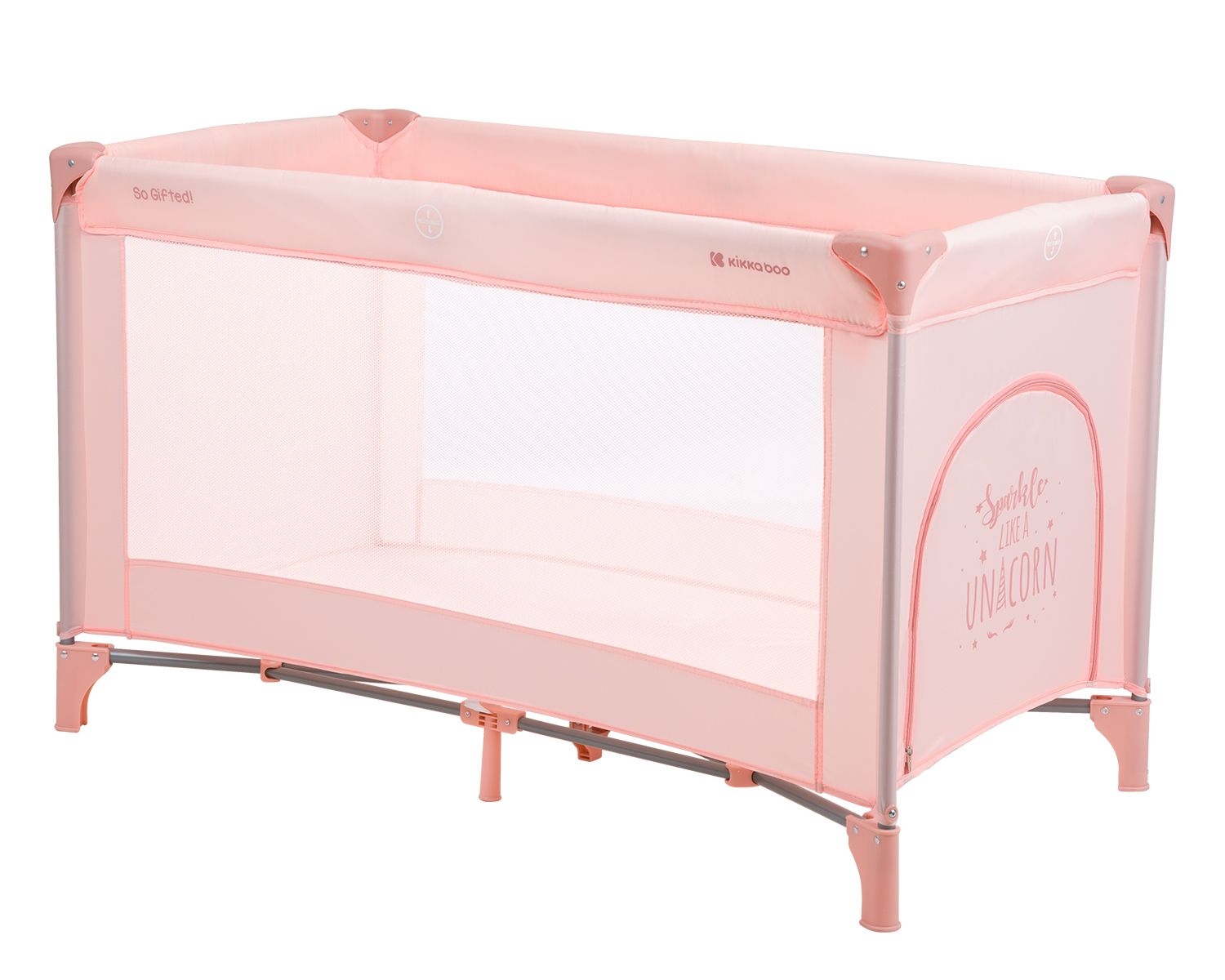 Kikkaboo Reisebett so gifted eine Ebene, weiche Matratzenauflage, Seiteneingang rosa pink - Bild 1