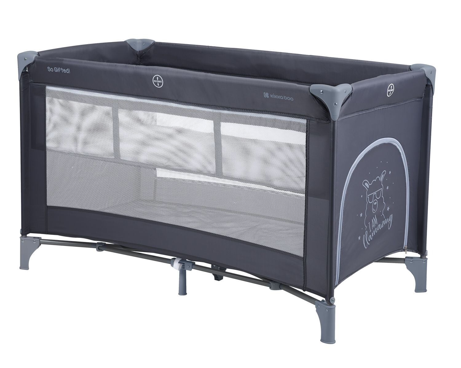 Kikkaboo Reisebett, Laufstall So Gifted 2 Ebenen Matratze, Tragetasche, Öffnung jeans blau | 03800171200417