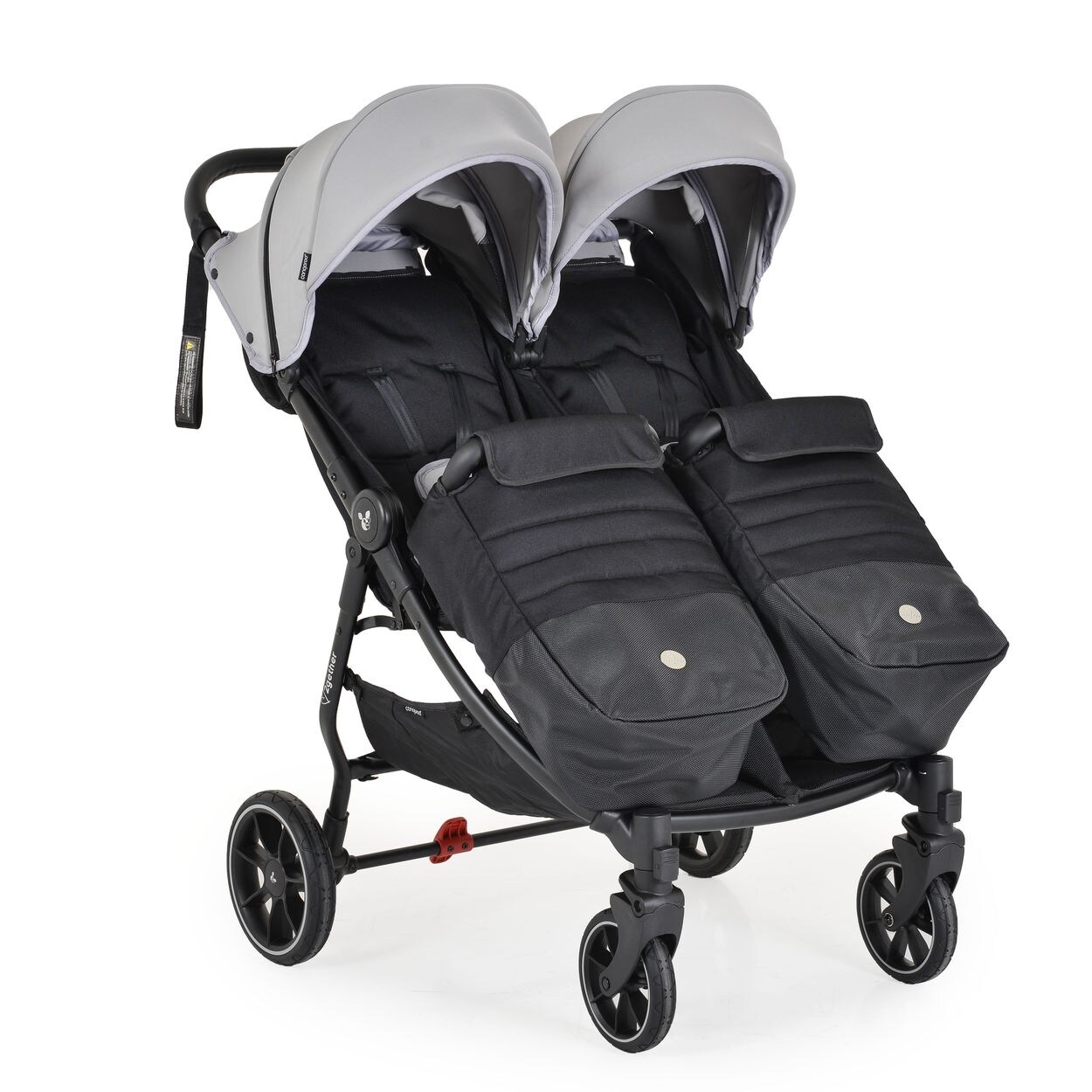 Cangaroo Zwillingskinderwagen 2Gether, Fußabdeckungen, Aluminiumrahmen, faltbar grau