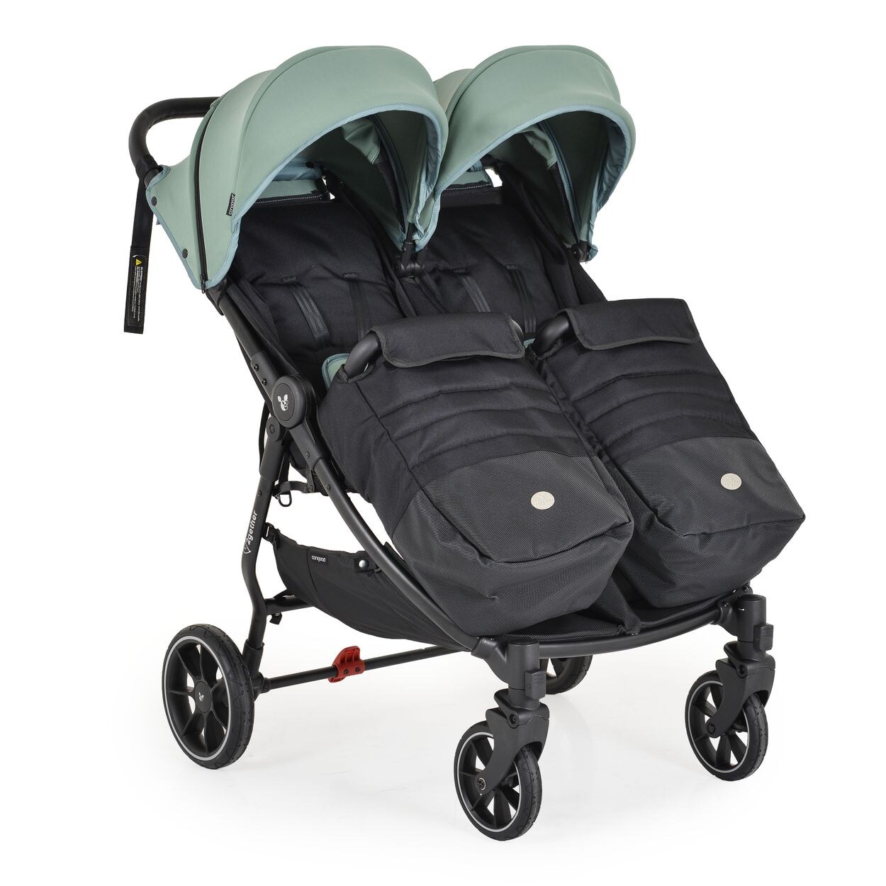 Cangaroo Zwillingskinderwagen 2Gether, Fußabdeckungen, Aluminiumrahmen, faltbar grün