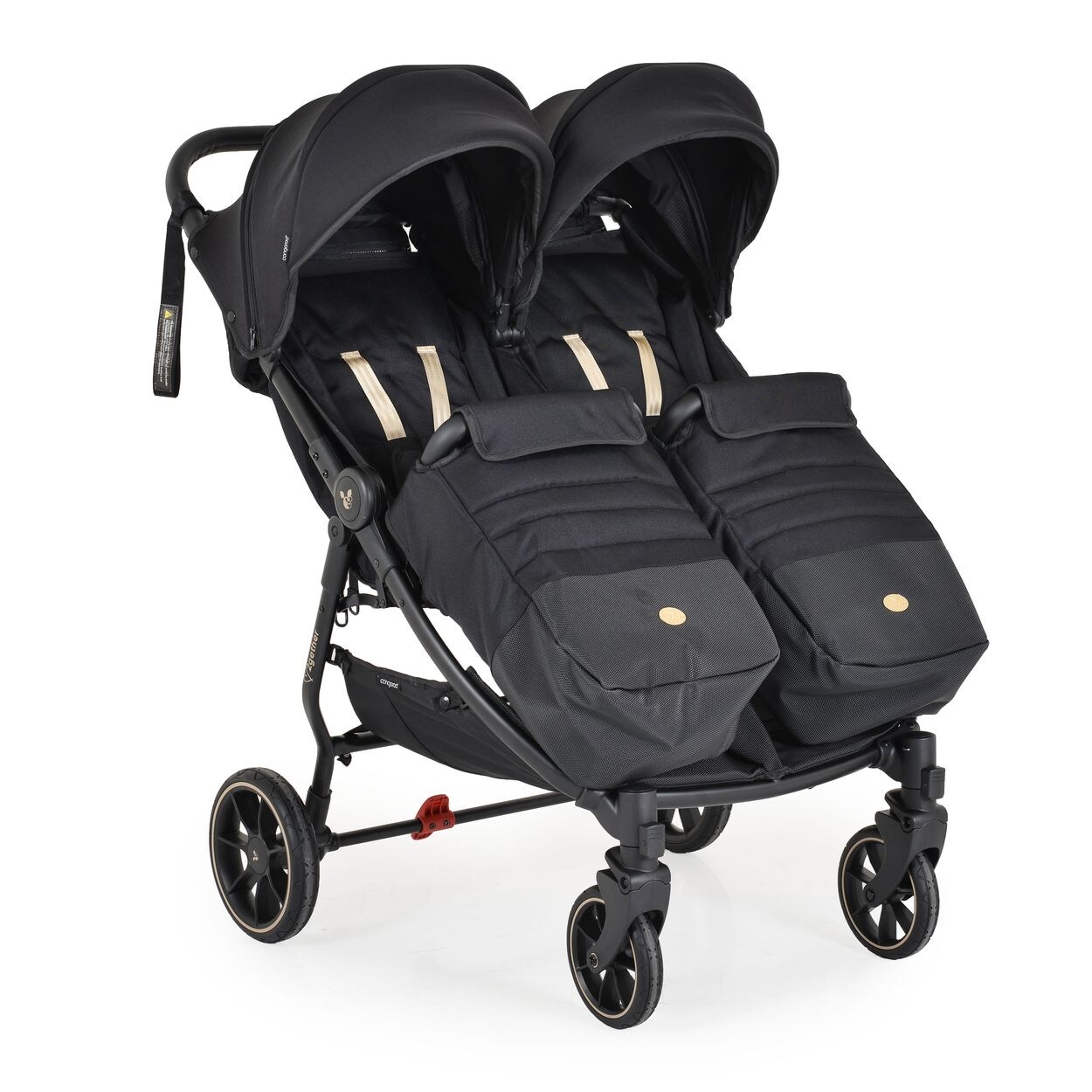 Cangaroo Zwillingskinderwagen 2Gether, Fußabdeckungen, Aluminiumrahmen, faltbar schwarz | 03800146236922