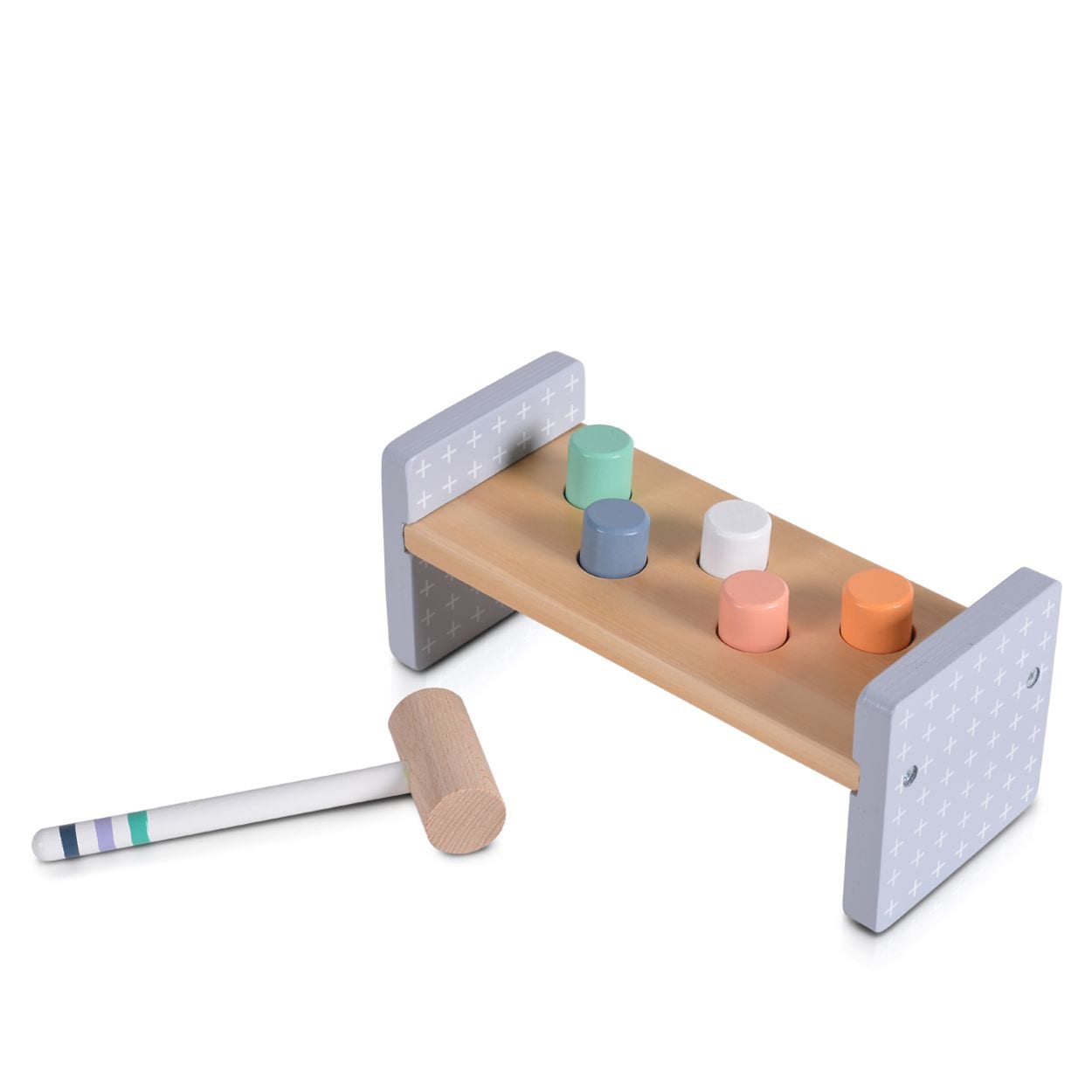 Moni Hammerspiel 2525 Holzspielzeug Hammer, f&uuml;nf bunte Formen, Motorikspiel bunt - Bild 1