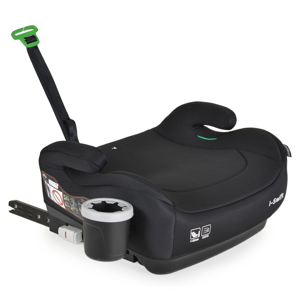 Cangaroo Kindersitz, Sitzerhöhung i-Swift, Isofix (125-150cm) Getränkehalter schwarz weiß | 03801005152292