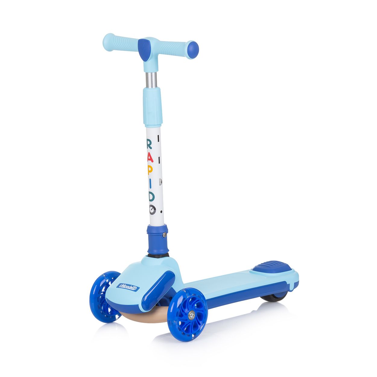 Chipolino Kinderroller Rapido Anti-Rutsch-Griffe, Hinterradbremse, klappbar, LED blau - Bild 1