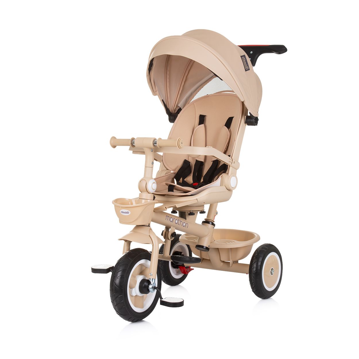 Chipolino Tricycle Marathon 2 in 1 Dreirad, Sitz umkehrbar, Gummir&auml;der, Dach beige - Bild 1