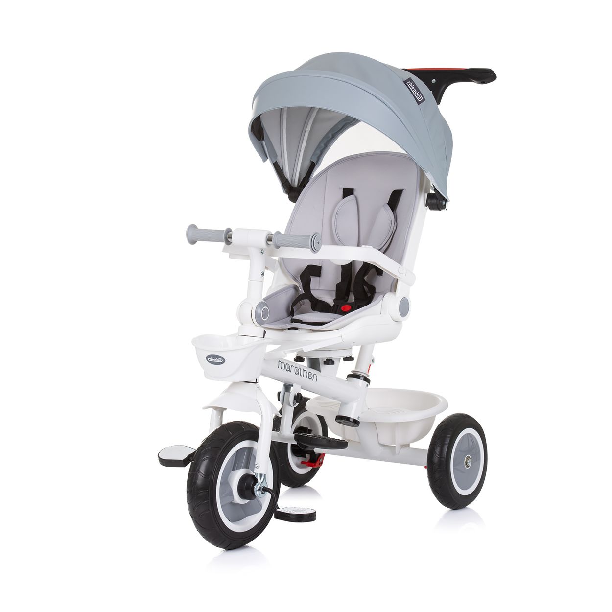 Chipolino Tricycle Marathon 2 in 1 Dreirad, Sitz umkehrbar, Gummir&auml;der, Dach grau - Bild 1