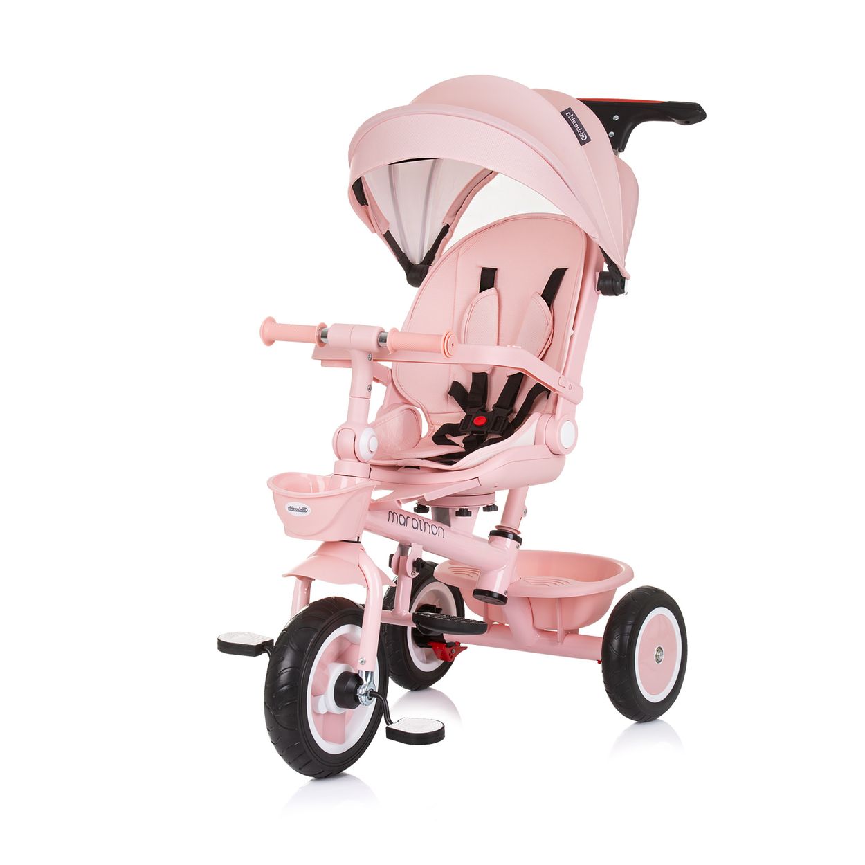 Chipolino Tricycle Marathon 2 in 1 Dreirad, Sitz umkehrbar, Gummir&auml;der, Dach rosa - Bild 1