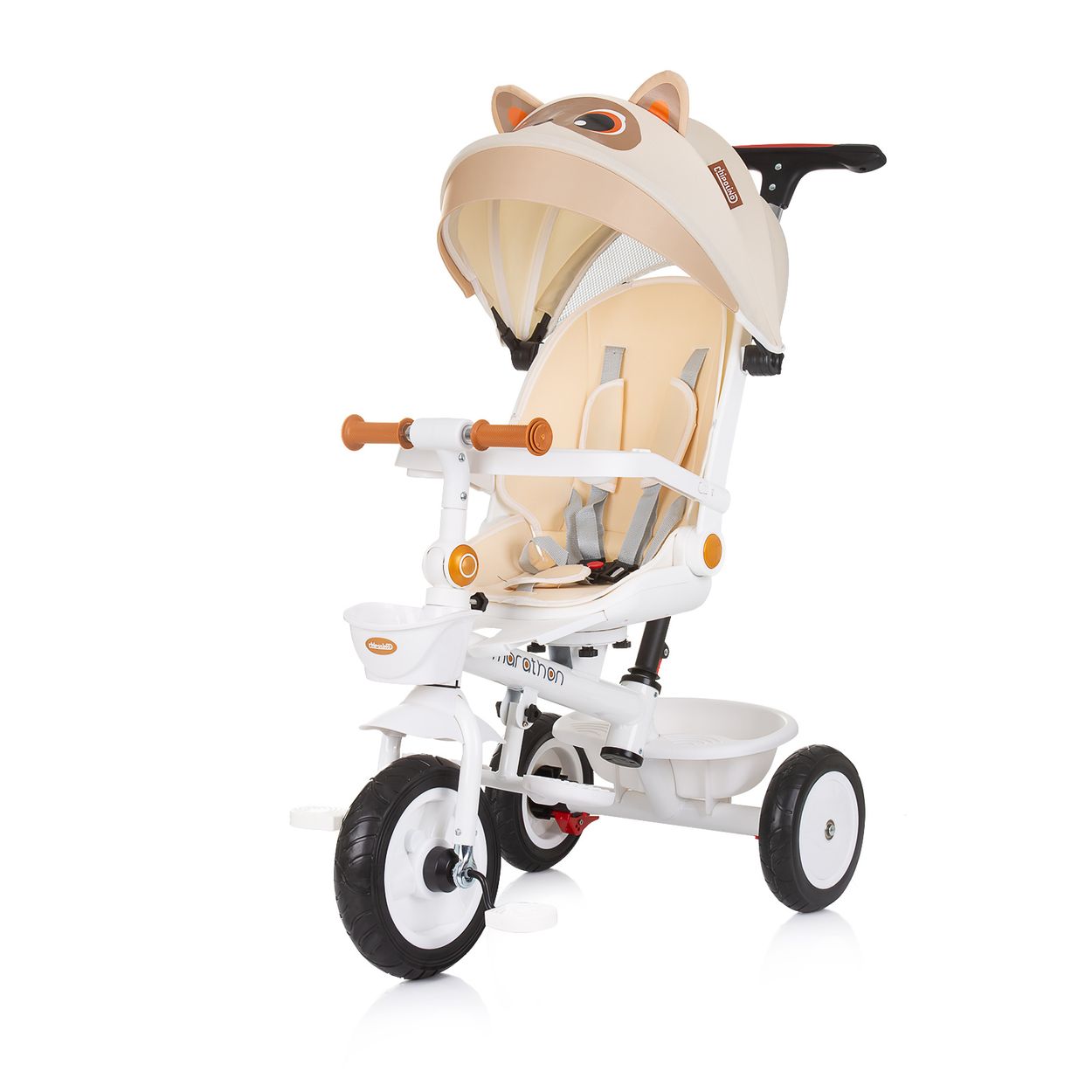 Chipolino Tricycle Marathon 2 in 1 Dreirad, Sitz umkehrbar, Gummir&auml;der, Dach hellbraun - Bild 1