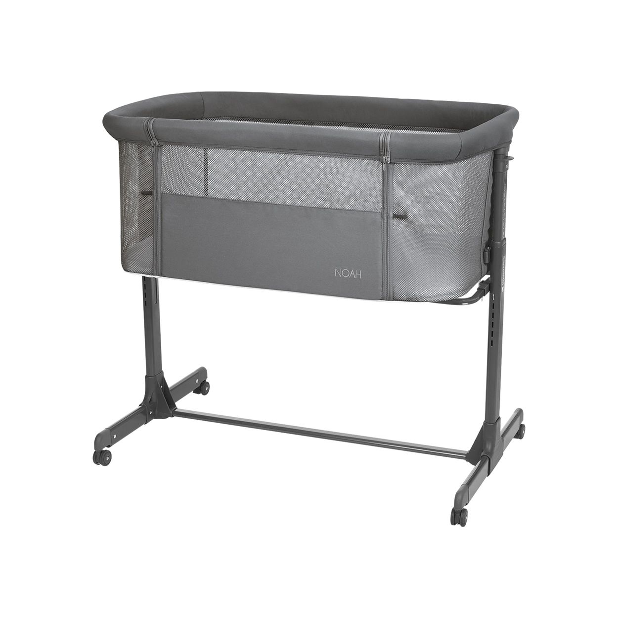 Kikkaboo Beistellbett Noah verstellbar R&auml;der Anti Reflux eine Seite zum &Ouml;ffnen grau - Bild 1