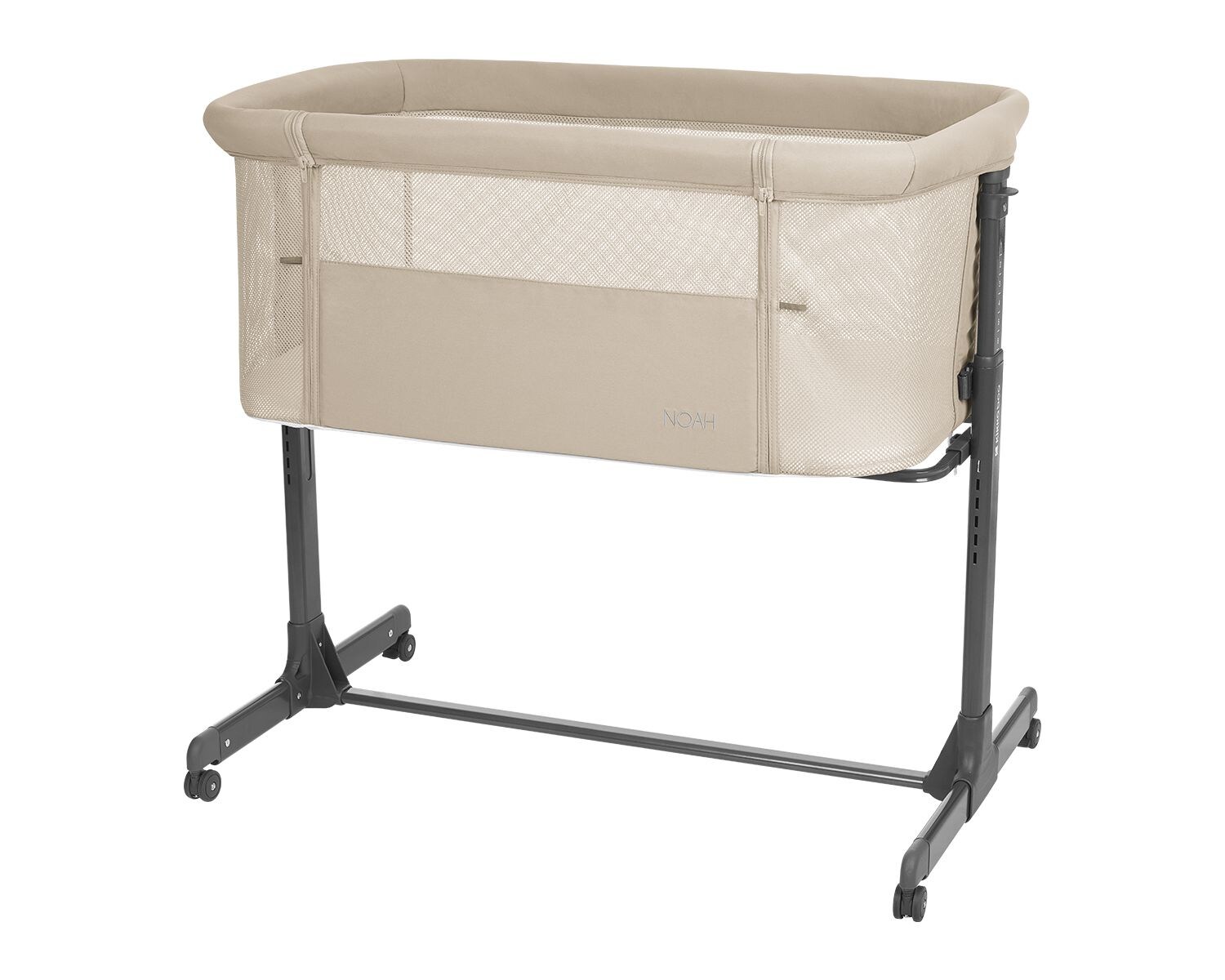 Kikkaboo Beistellbett Noah verstellbar Räder Anti Reflux eine Seite zum Öffnen braun