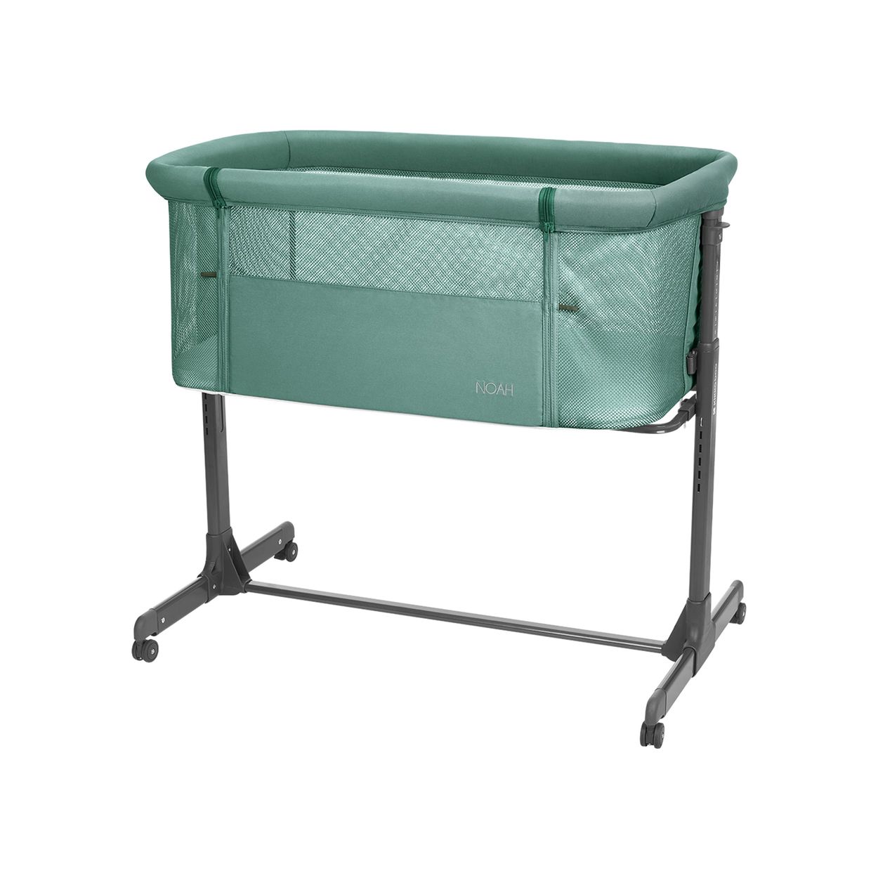 Kikkaboo Beistellbett Noah verstellbar R&auml;der Anti Reflux eine Seite zum &Ouml;ffnen dunkelgr&uuml;n - Bild 1