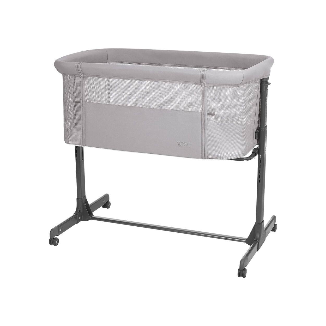 Kikkaboo Beistellbett Noah verstellbar Räder Anti Reflux eine Seite zum Öffnen grau/schwarz