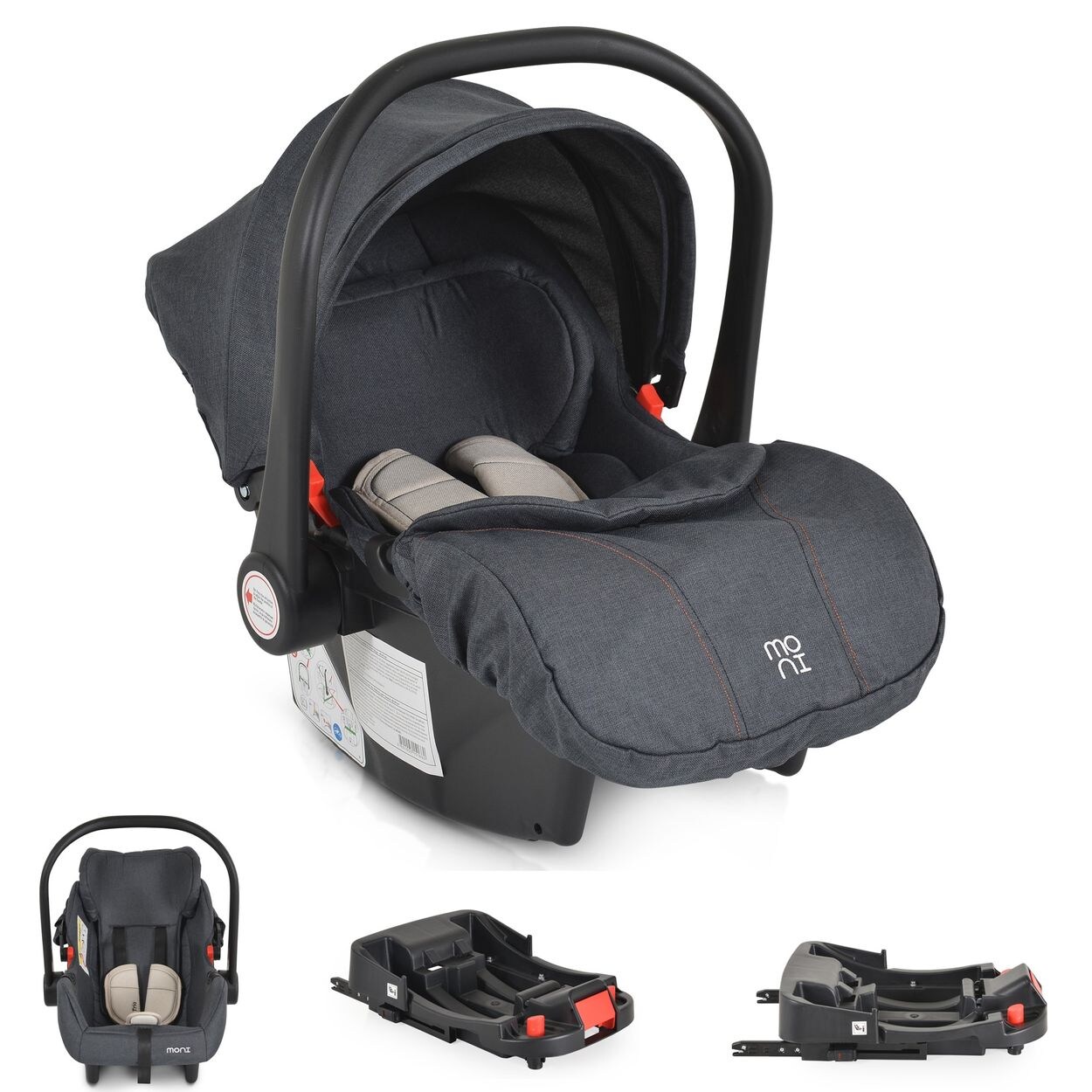 Moni Babyschale Trio Set mit Isofixbasis Royal, i-Size (40 - 87cm) Adapter beige