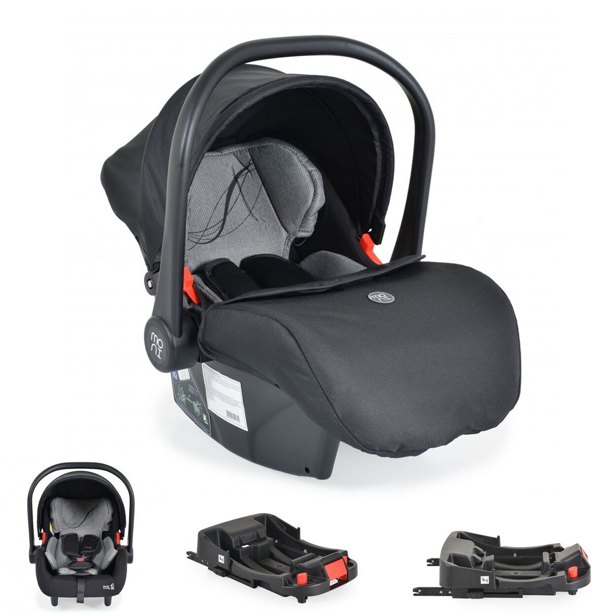 Moni Babyschale Multi Set mit Isofixbasis Royal, i-Size (40 - 87cm) Gruppe 0+ grau