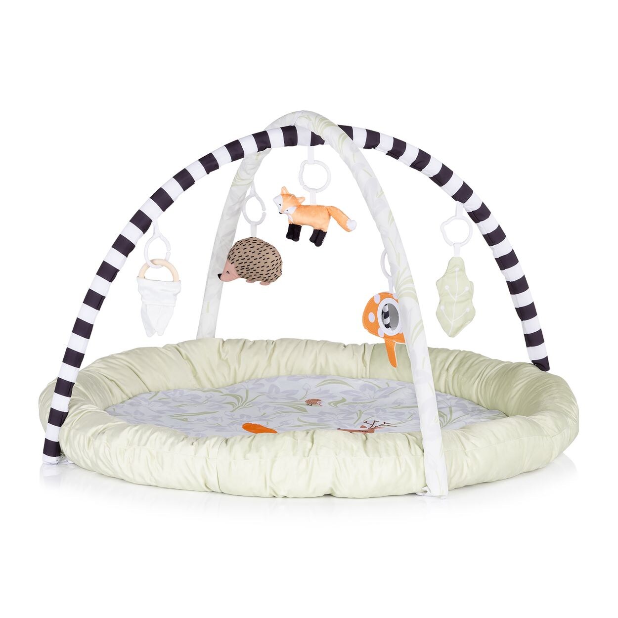 Chipolino Spielbogen, Krabbeldecke Wald, 5 abnehmbare Hängespielzeuge, ab Geburt beige