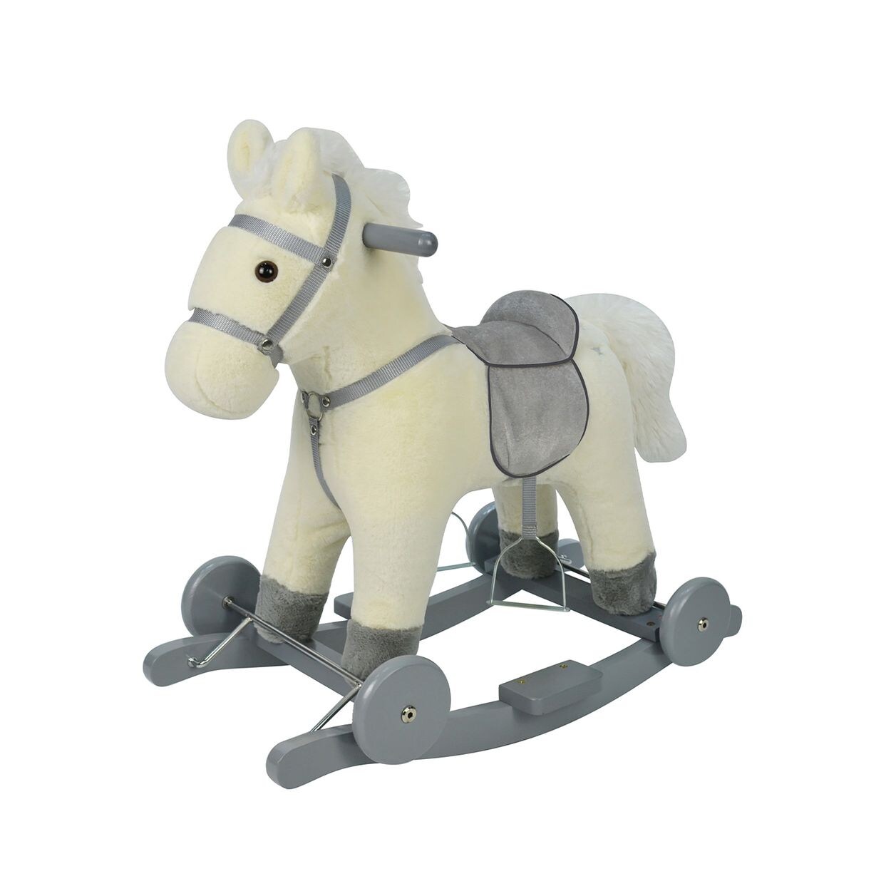 Chipolino Schaukelpferd Sound, mit Räder, sattelförmiger Sitz, Holzgriffe Plüsch beige