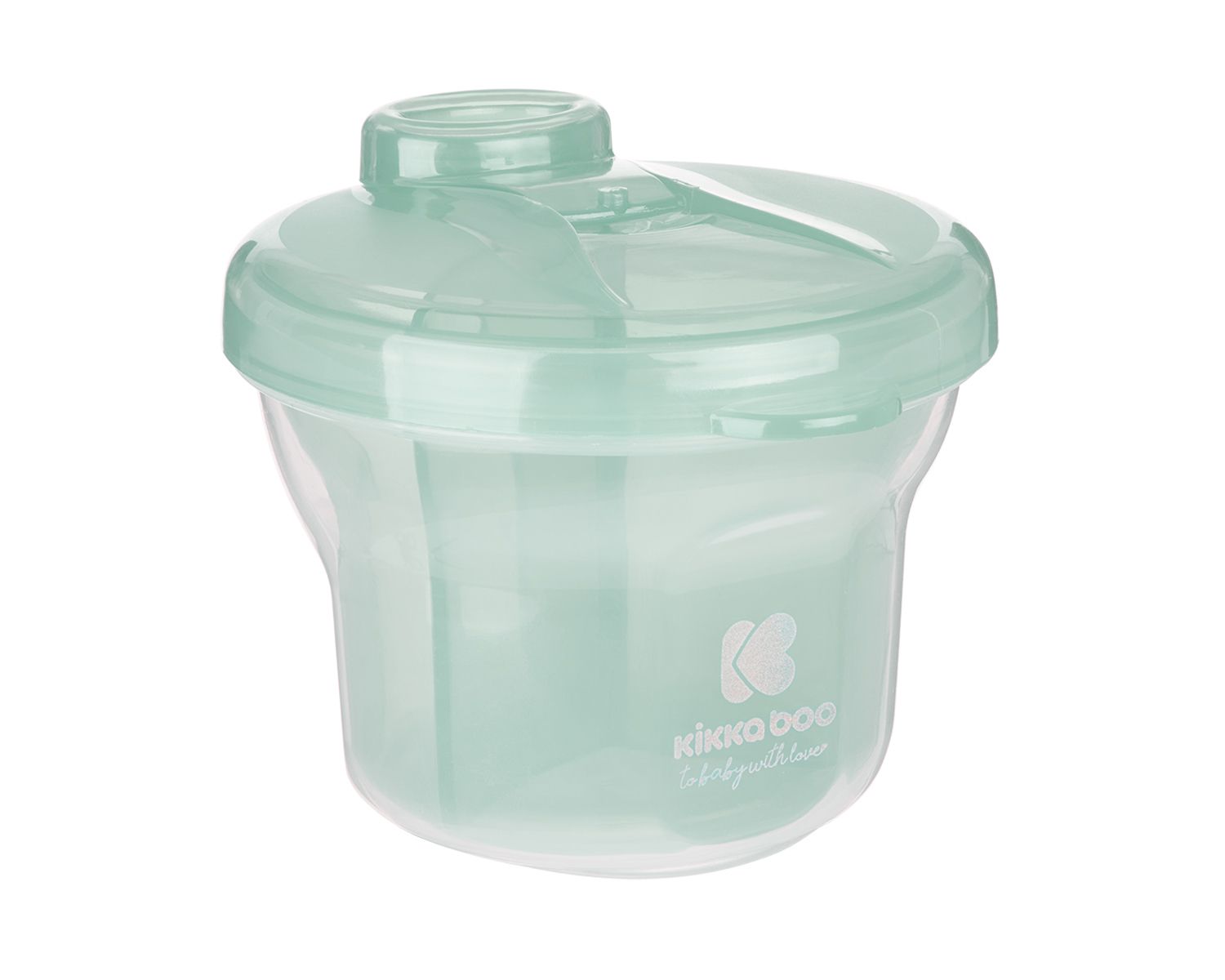 Kikkaboo Milchpulver Beh&auml;lter 2 in 1 Snackbecher, drei Ablagef&auml;cher, Deckel hellgr&uuml;n - Bild 1