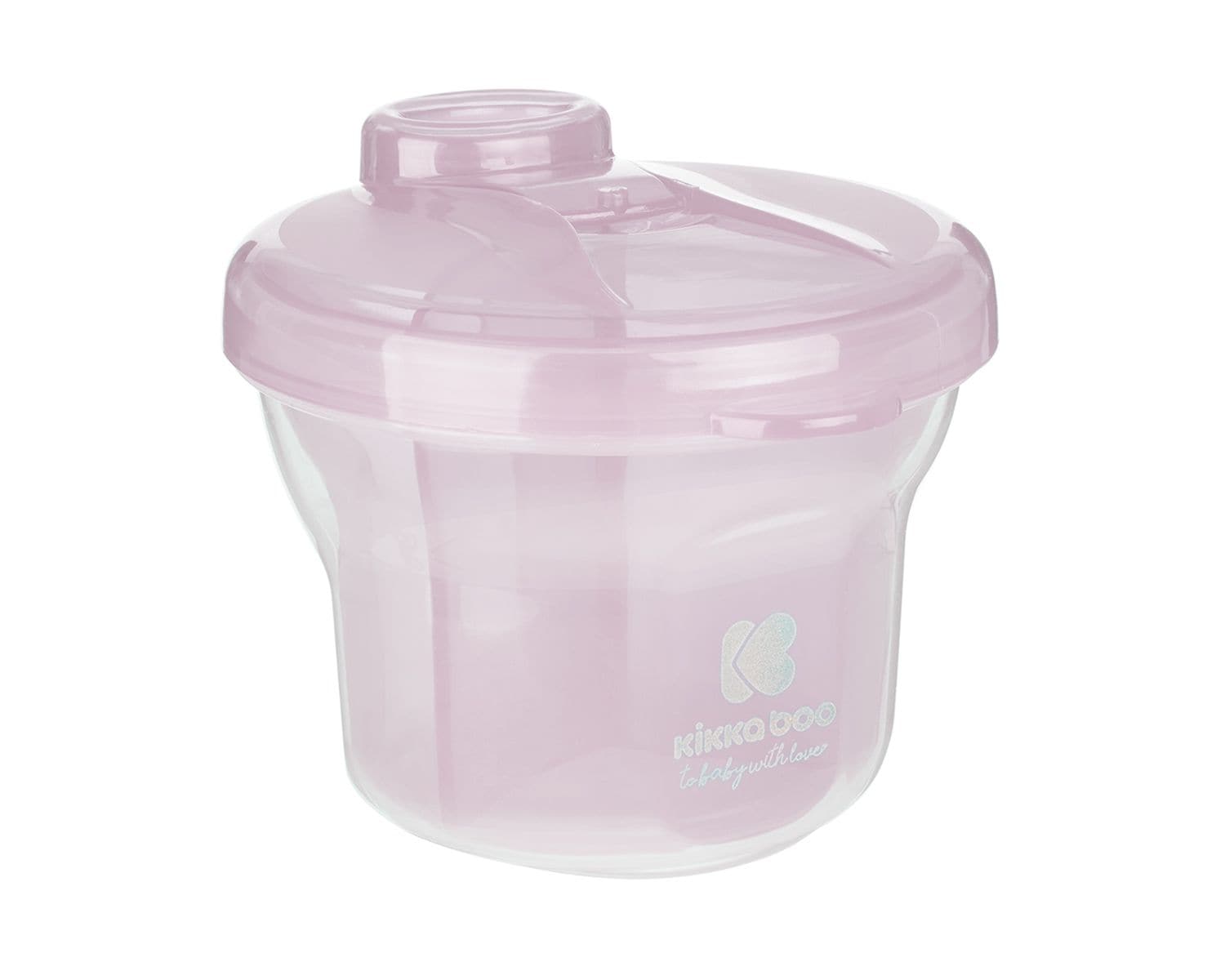Kikkaboo Milchpulver Beh&auml;lter 2 in 1 Snackbecher, drei Ablagef&auml;cher, Deckel wei&szlig; rosa - Bild 1