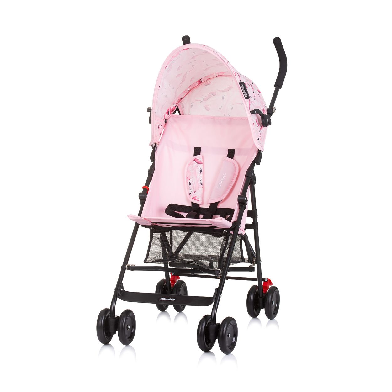 Chipolino Kinderwagen Amaya Buggy Sonnendach verstellbar, zusammenklappbar, Korb rosa schwarz - Bild 1