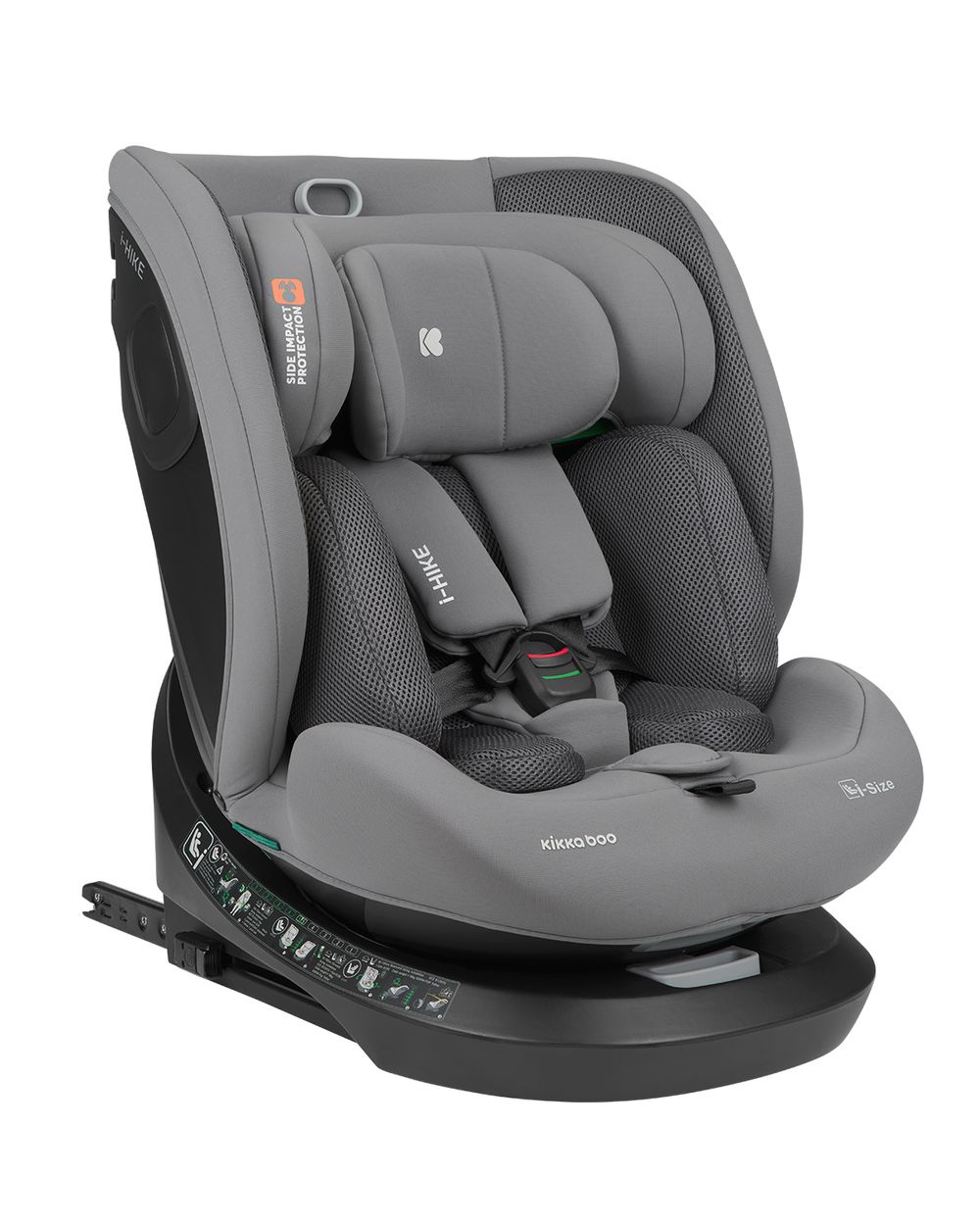 Kikkaboo i-Size Kindersitz i-Hike (40-150 cm) Isofix, 360&deg; drehbar, verstellbar grau/hellgrau - Bild 1