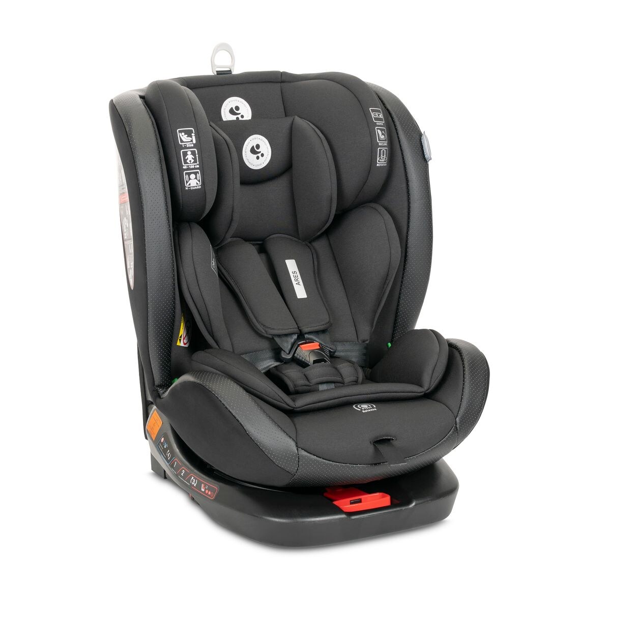 Lorelli Kindersitz Ares i-Size (40-150cm) Isofix, verstellbar, Sitz 360° drehbar dunkelgrau