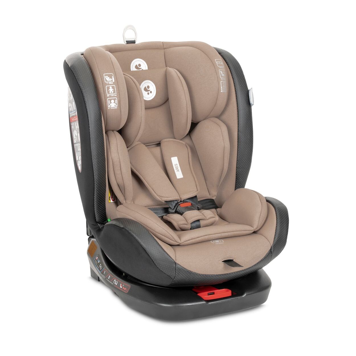 Lorelli Kindersitz Ares i-Size (40-150cm) Isofix, verstellbar, Sitz 360° drehbar beige/braun