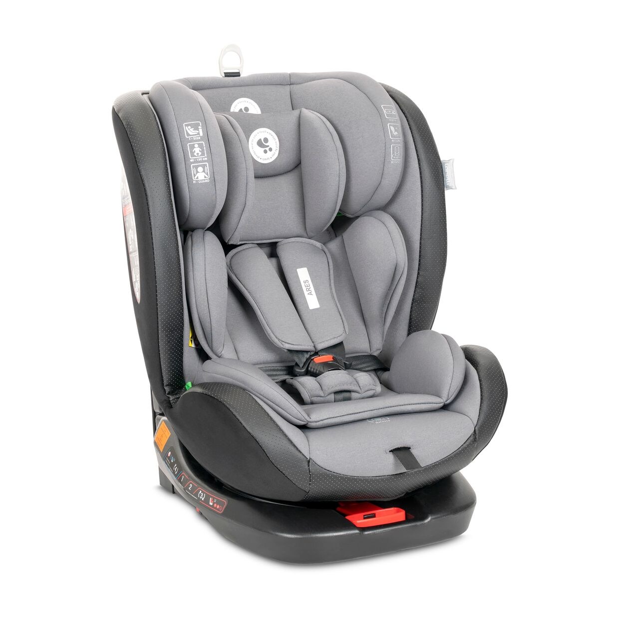Lorelli Kindersitz Ares i-Size (40-150cm) Isofix, verstellbar, Sitz 360° drehbar hellgrau