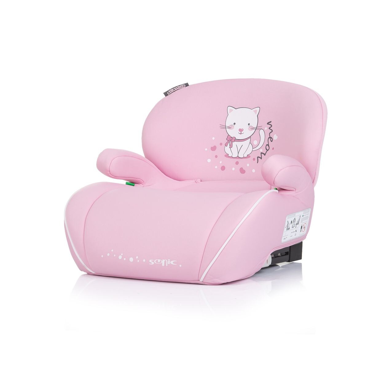 Chipolino Kindersitz, Sitzerhöhung Sonic Isofix, i-Size, 125-150 cm, Armlehne rosa weiß