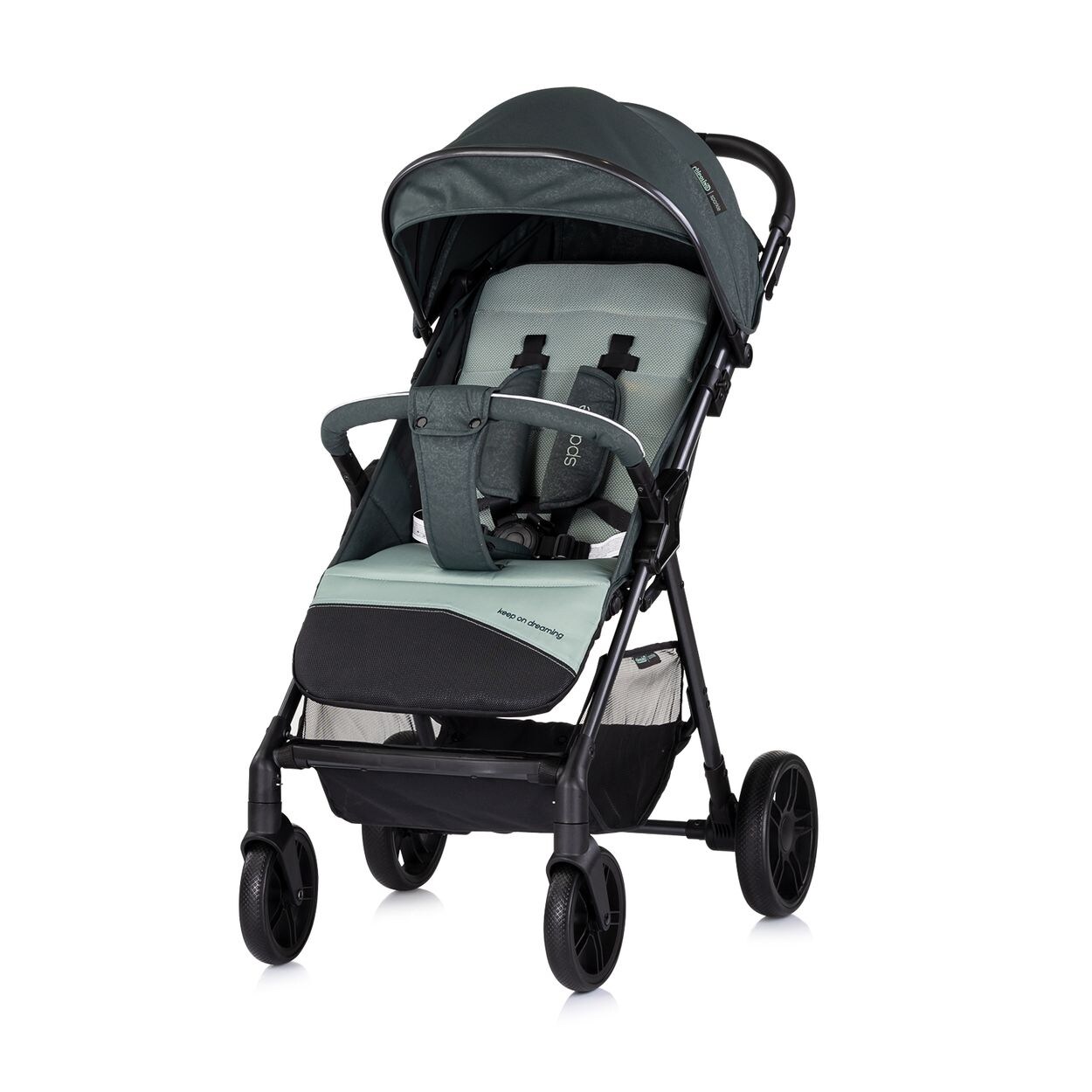 Chipolino Kinderwagen Sparkle, Buggy, faltbar, Gurt am Griff, verstellbar grün