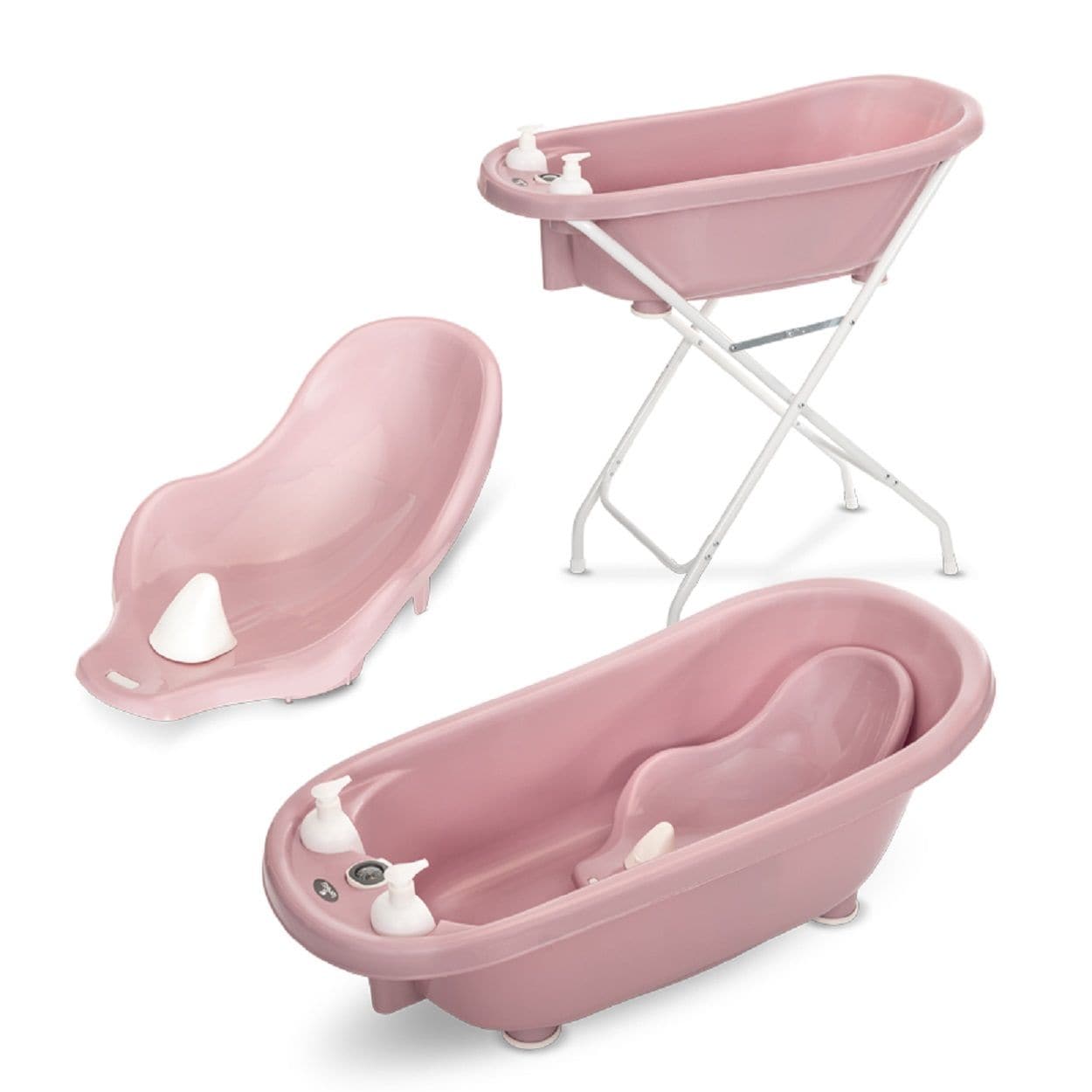 Lorelli Babybadewannen-Set Babybadewanne 88 cm Badesitz Badewannenst&auml;nder Ablauf pink - Bild 1
