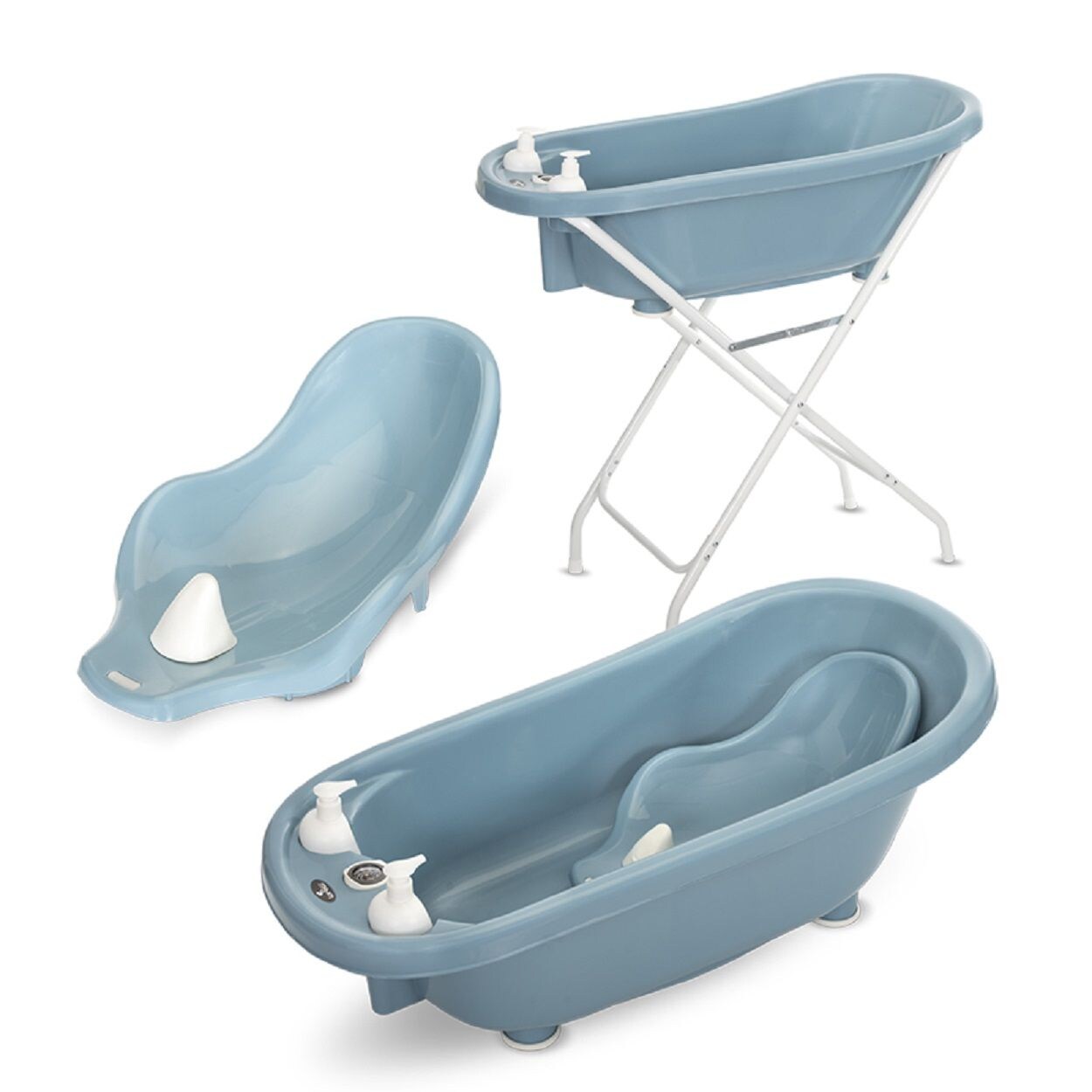 Lorelli Babybadewannen-Set Babybadewanne 88 cm Badesitz Badewannenst&auml;nder Ablauf dunkelblau - Bild 1
