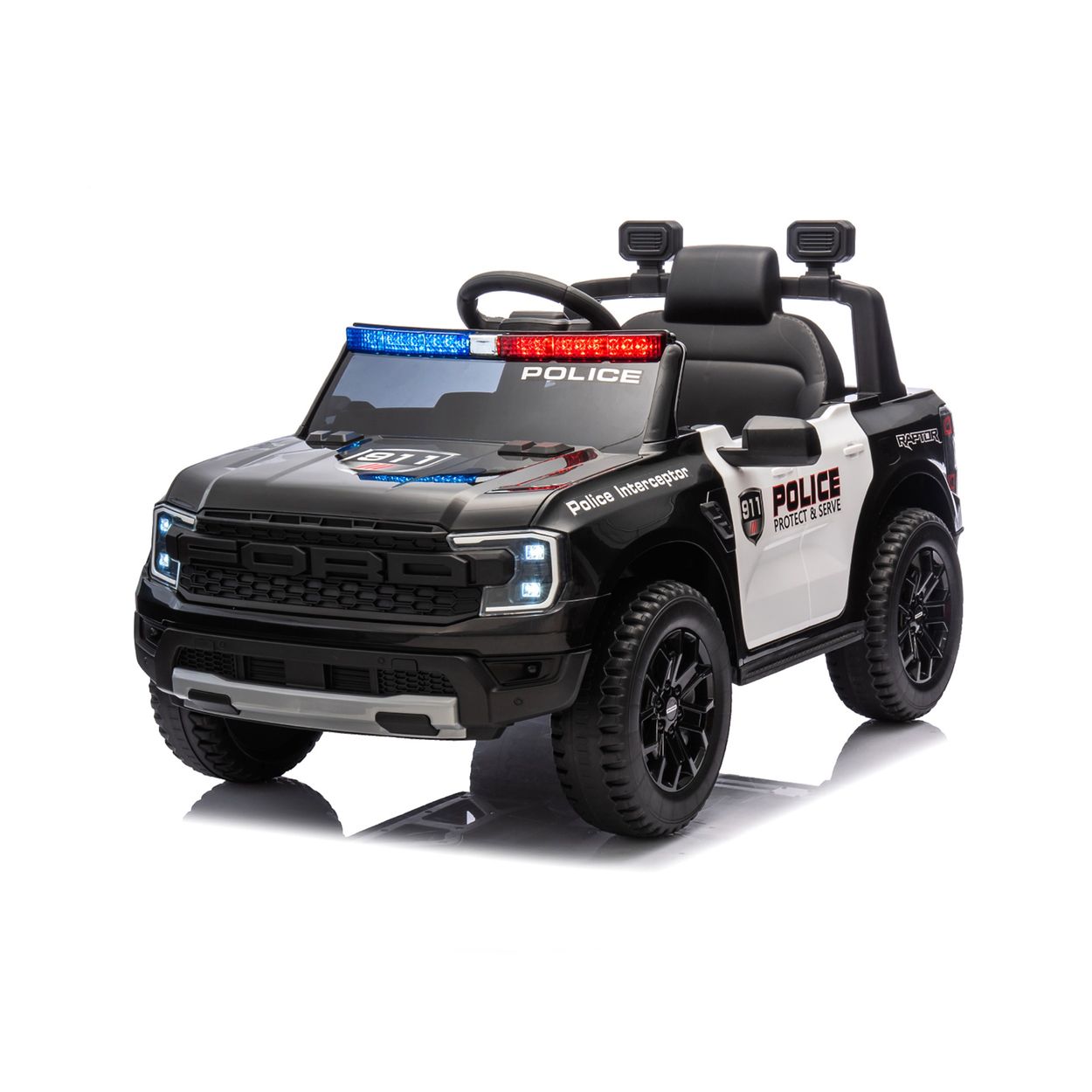 Chipolino Kinder Elektroauto Ford Police Bluetooth, Fernbedienung, Gurt, MP3 sschwarz - Bild 1