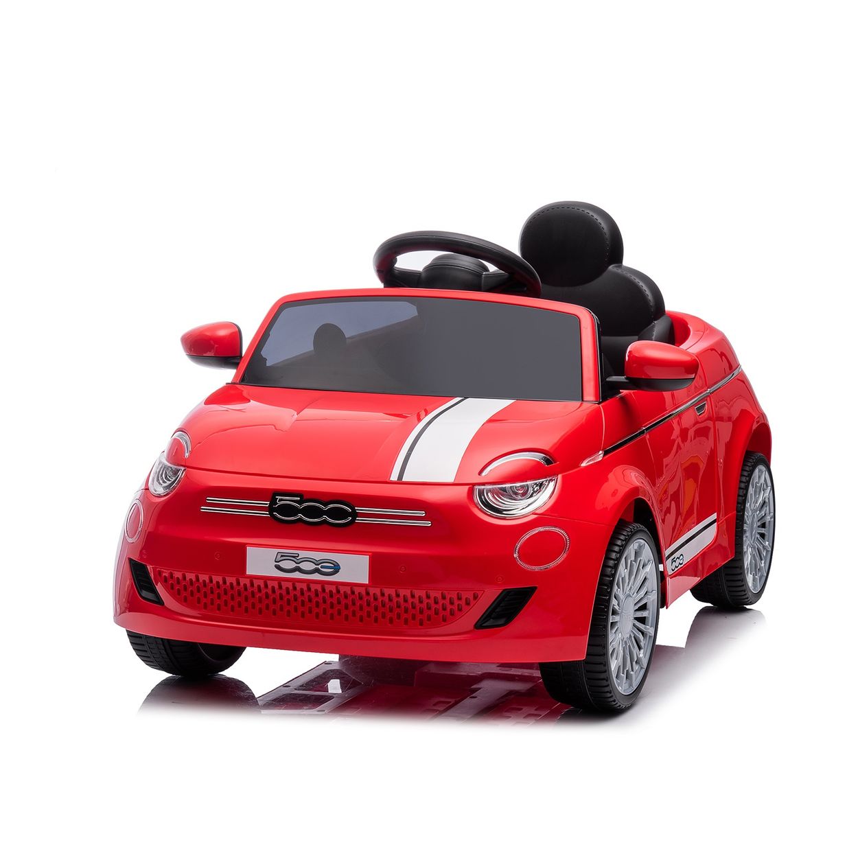 Chipolino Kinder Elektroauto Fiat 500 Fernbedienung, Sicherheitsgurt, MP3, USB rot - Bild 1