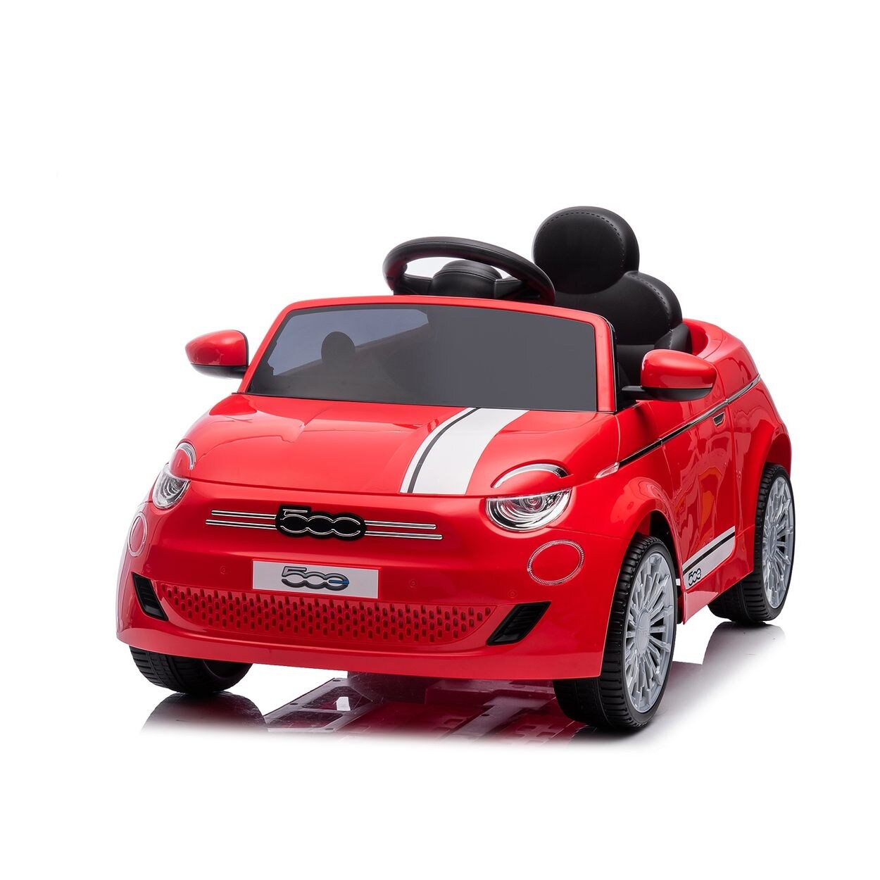 Chipolino Kinder Elektroauto Fiat 500 Fernbedienung, Sicherheitsgurt, MP3, USB rot-schwarz