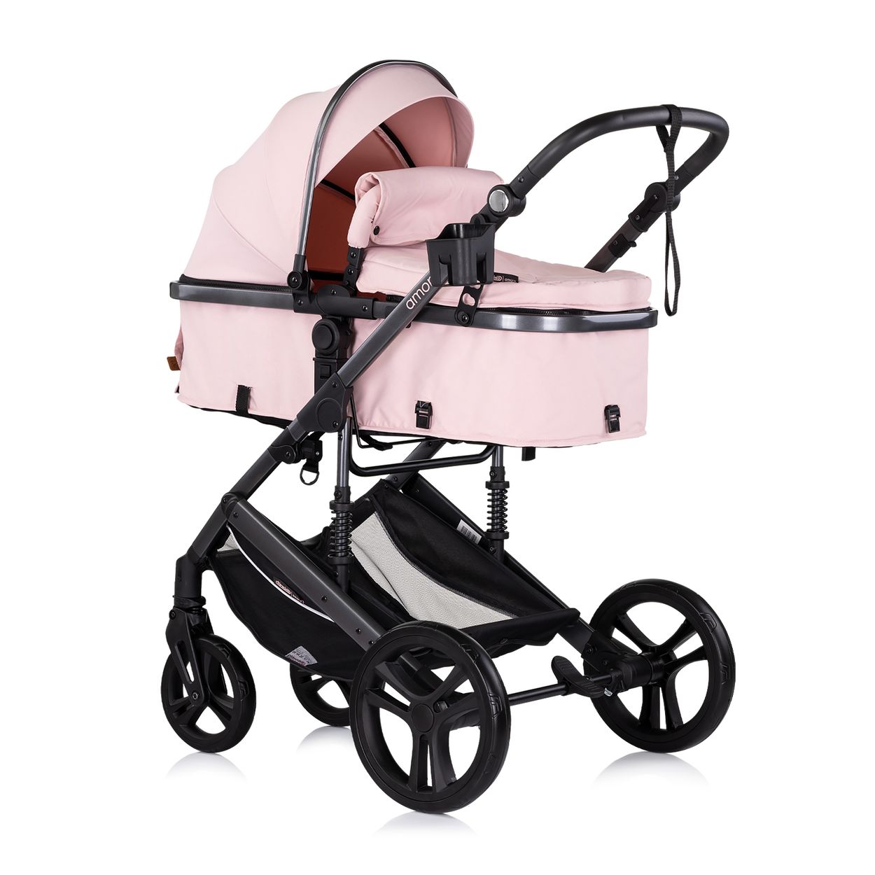 Chipolino Kinderwagen 2 in 1 Amore Getr&auml;nkehalter Wickeltasche Fu&szlig;abdeckung Korb pink - Bild 1