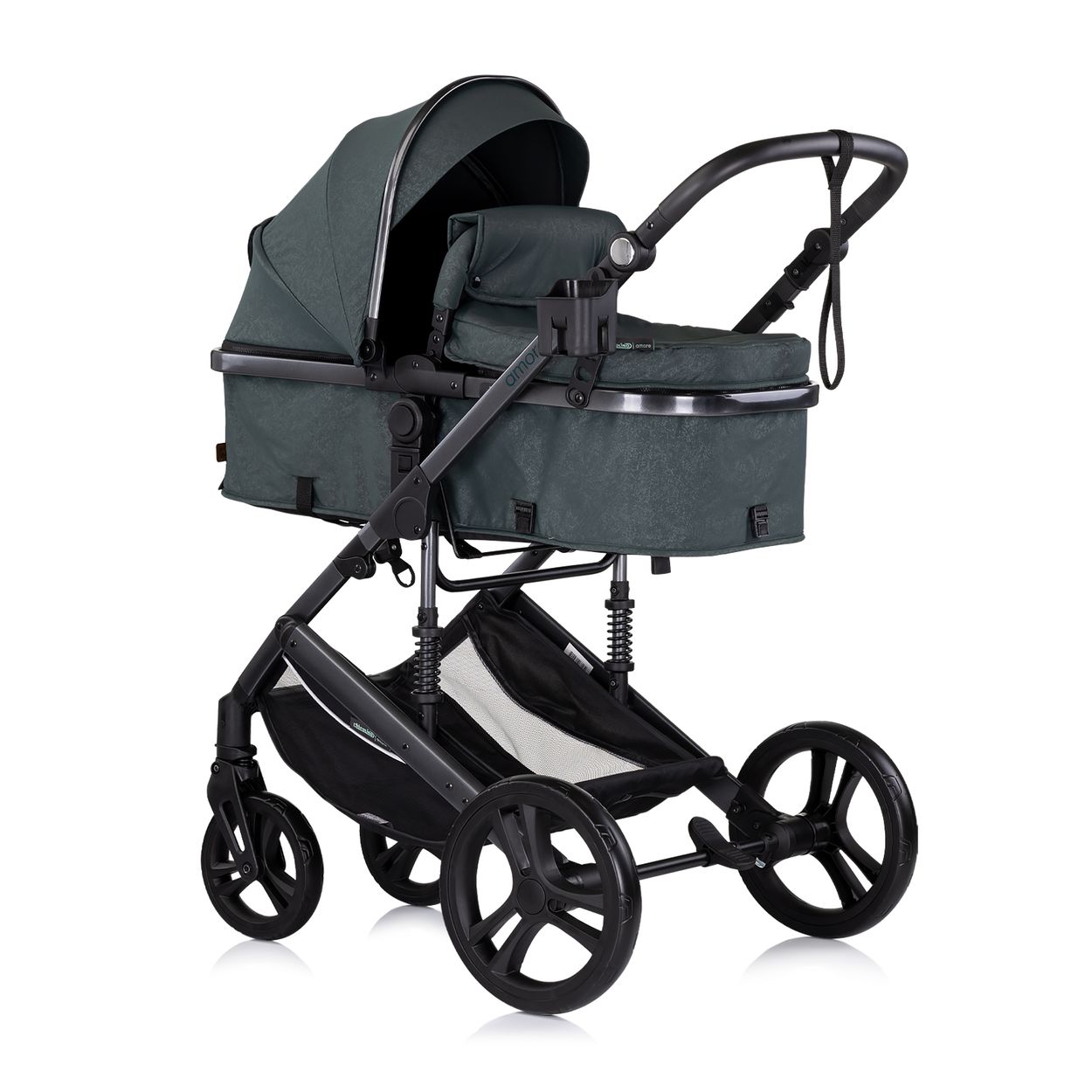 Chipolino Kinderwagen 2 in 1 Amore Getr&auml;nkehalter Wickeltasche Fu&szlig;abdeckung Korb tuerkis - Bild 1
