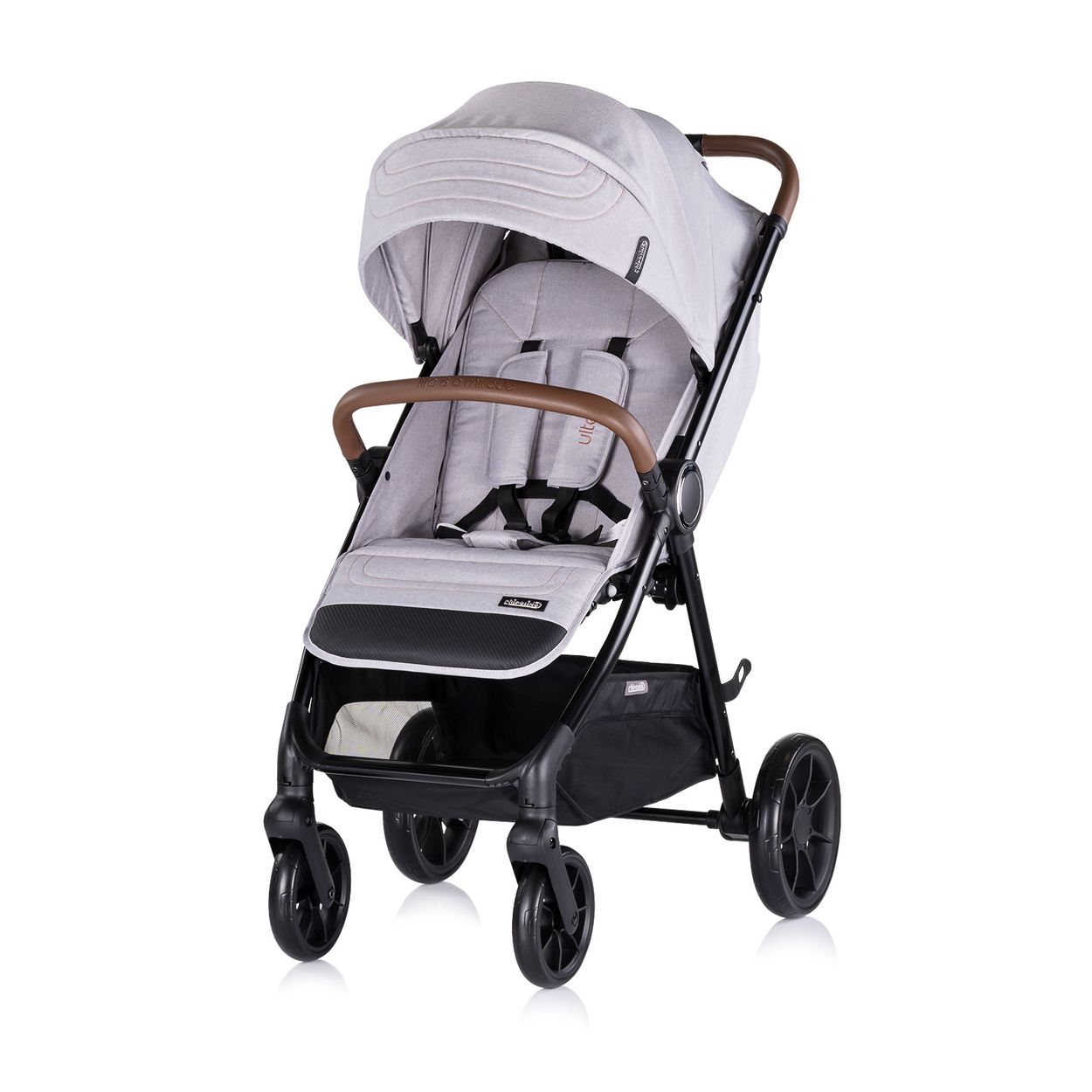Chipolino Kinderwagen Ultera Buggy klappbar Korb Federung Hinterradbremse Gurt grau - Bild 1