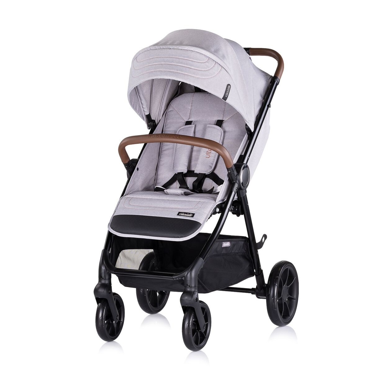 Chipolino Kinderwagen Ultera Buggy klappbar Korb Federung Hinterradbremse Gurt grau