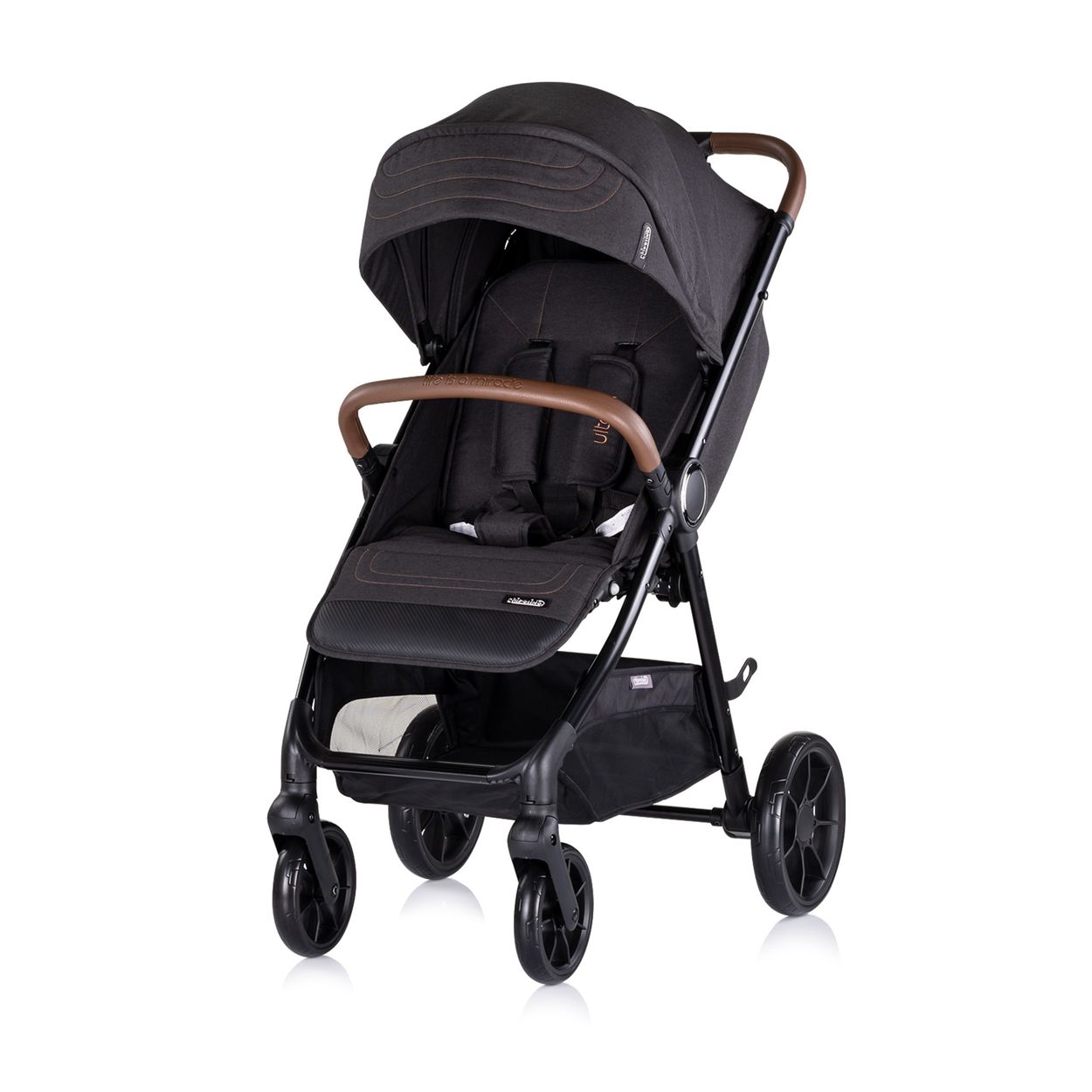 Chipolino Kinderwagen Ultera Buggy klappbar Korb Federung Hinterradbremse Gurt schwarz - Bild 1