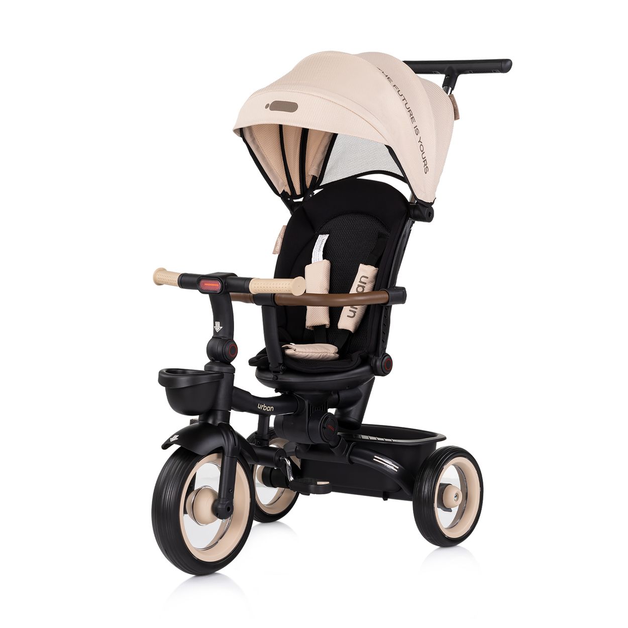 Chipolino Dreirad, Tricycle Urban Lenker mit Licht, klappbar, Sitz drehbar, Korb beige - Bild 1